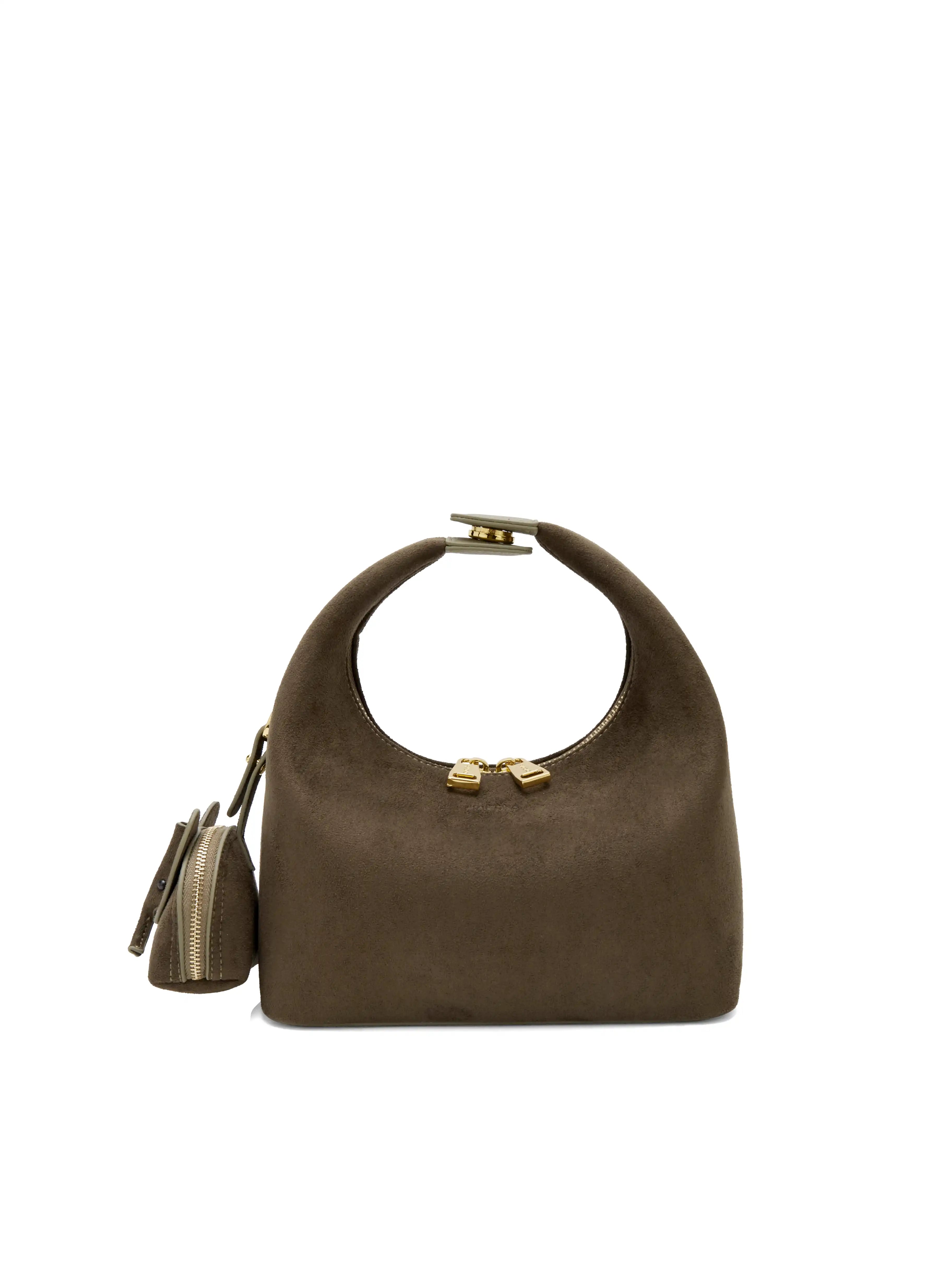 Vienna Top Handle  Crossbody Bag（2.0）- Dark Green Fake Suede