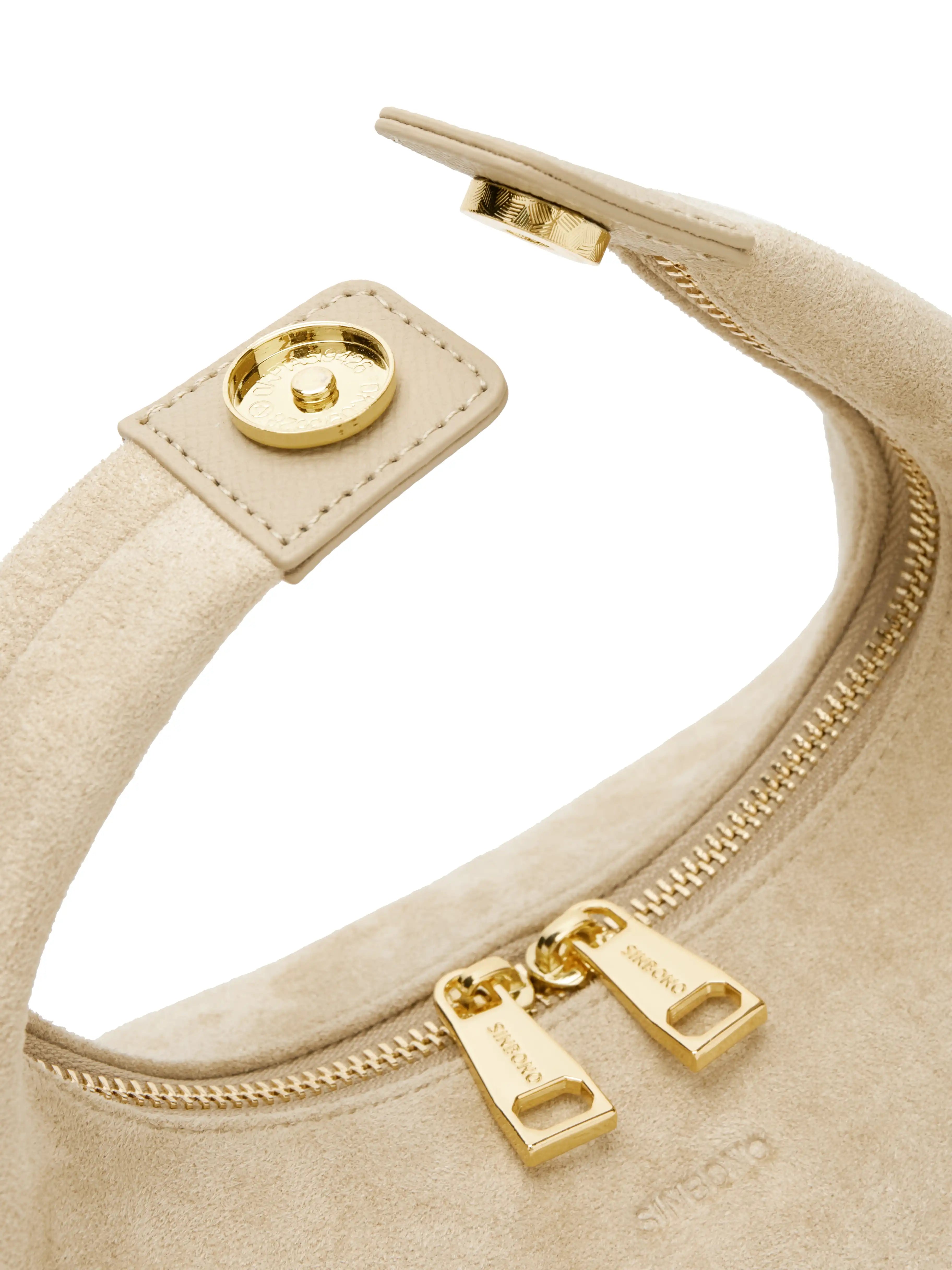 Vienna Top Handle  Crossbody Bag（2.0）-  Ivory Fake Suede