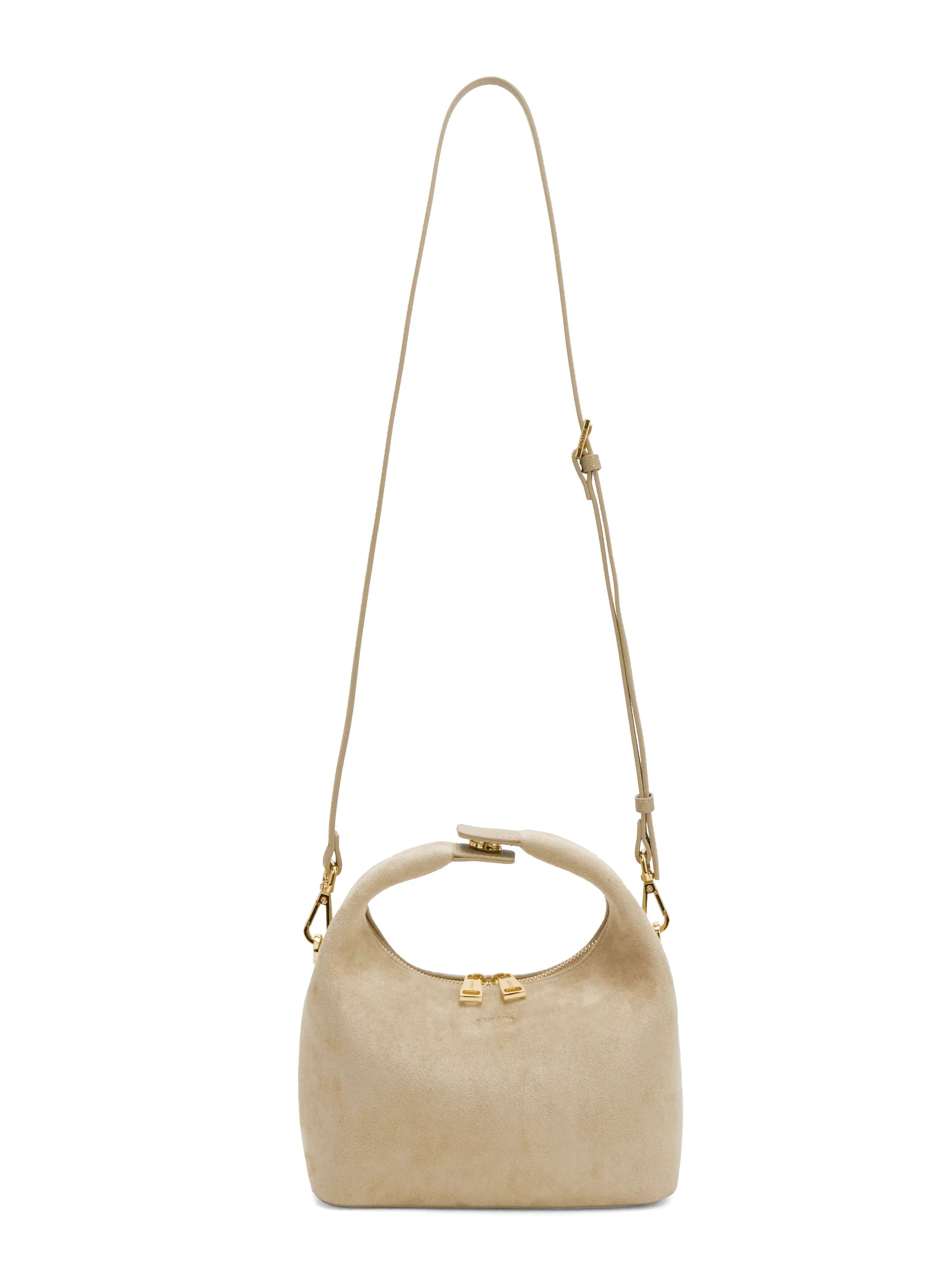 Vienna Top Handle  Crossbody Bag（2.0）-  Ivory Fake Suede