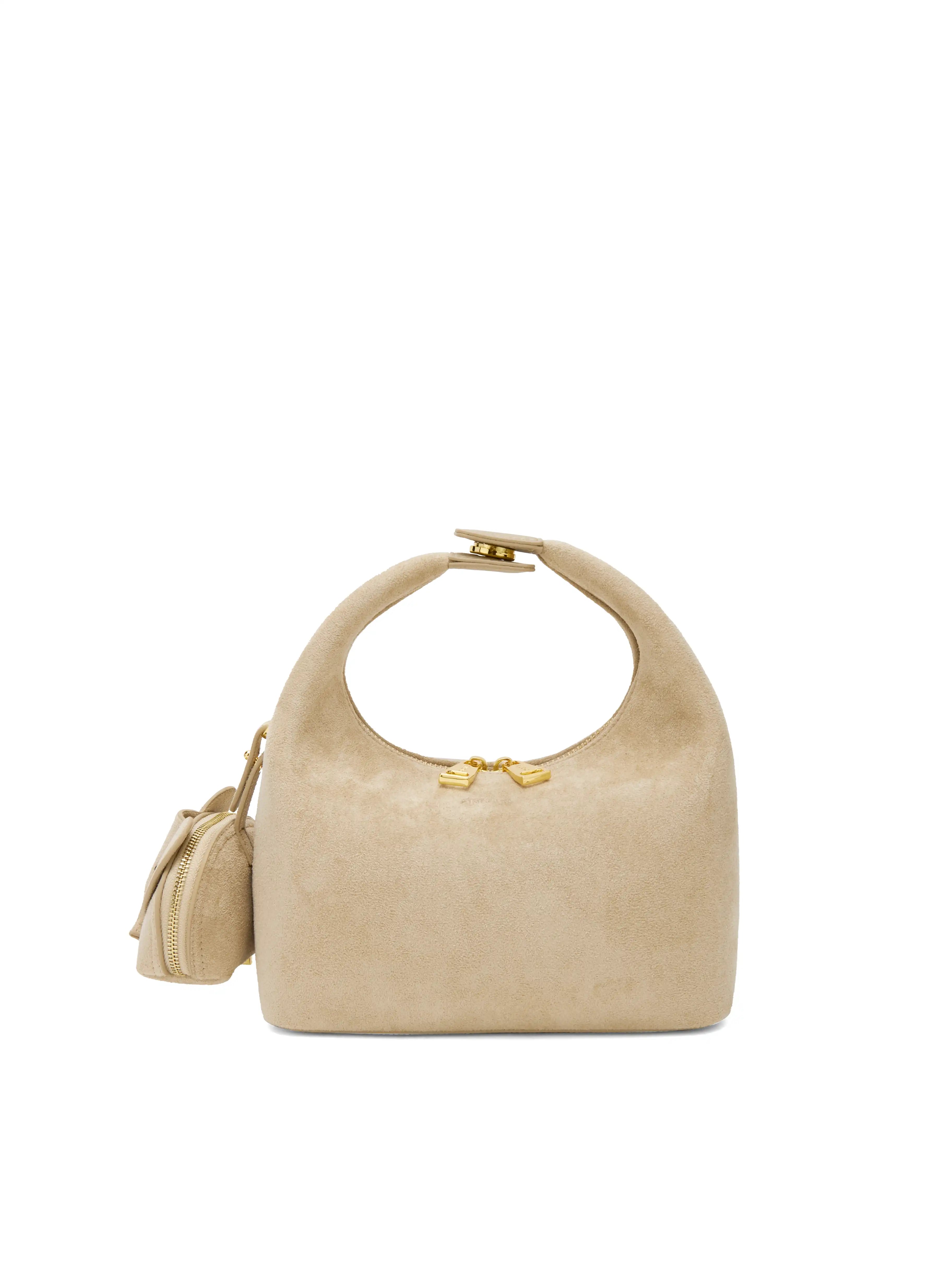 Vienna Top Handle  Crossbody Bag（2.0）-  Ivory Fake Suede