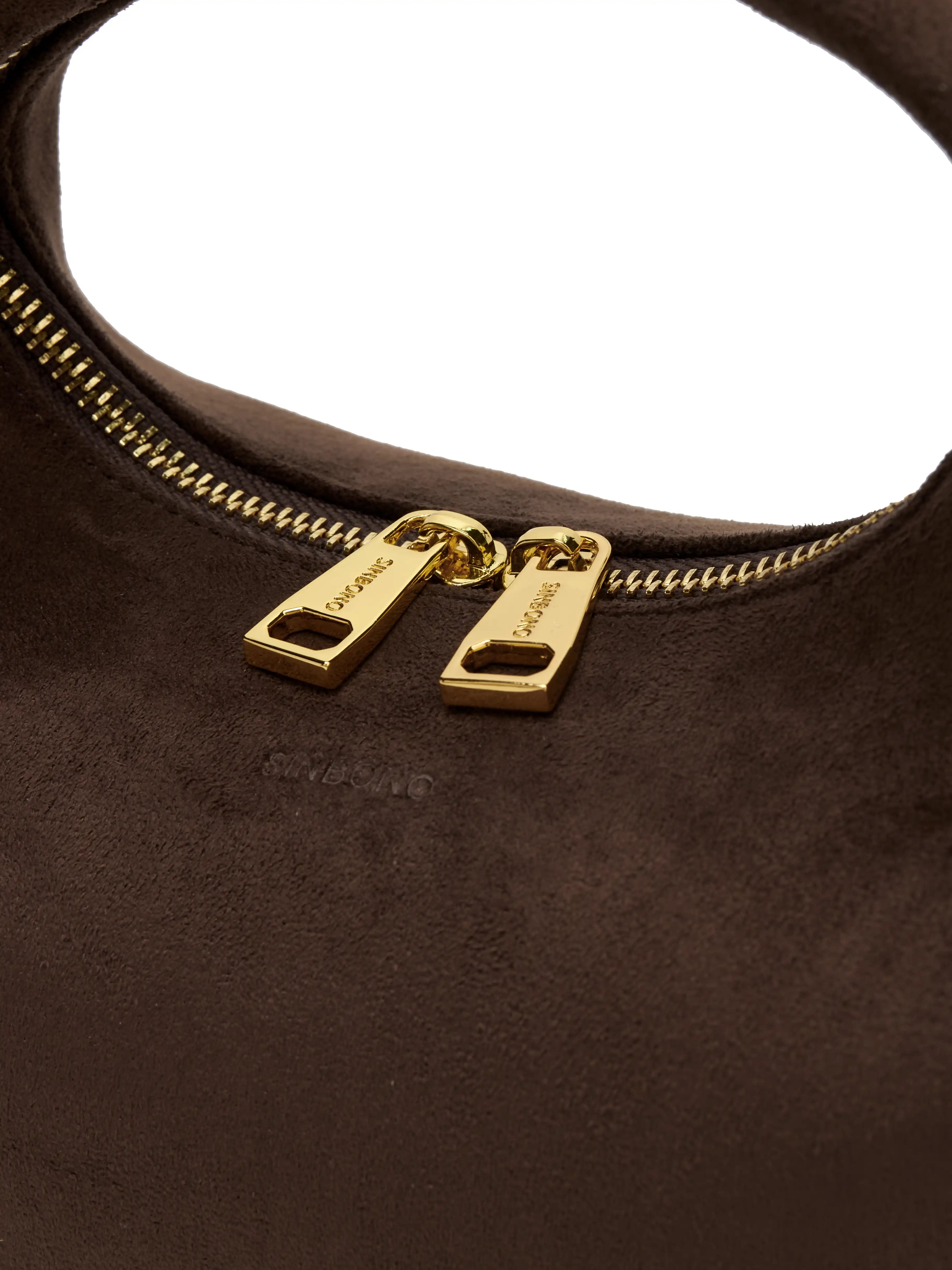 Vienna Top Handle  Crossbody Bag（2.0）- Dark Brown Fake Suede