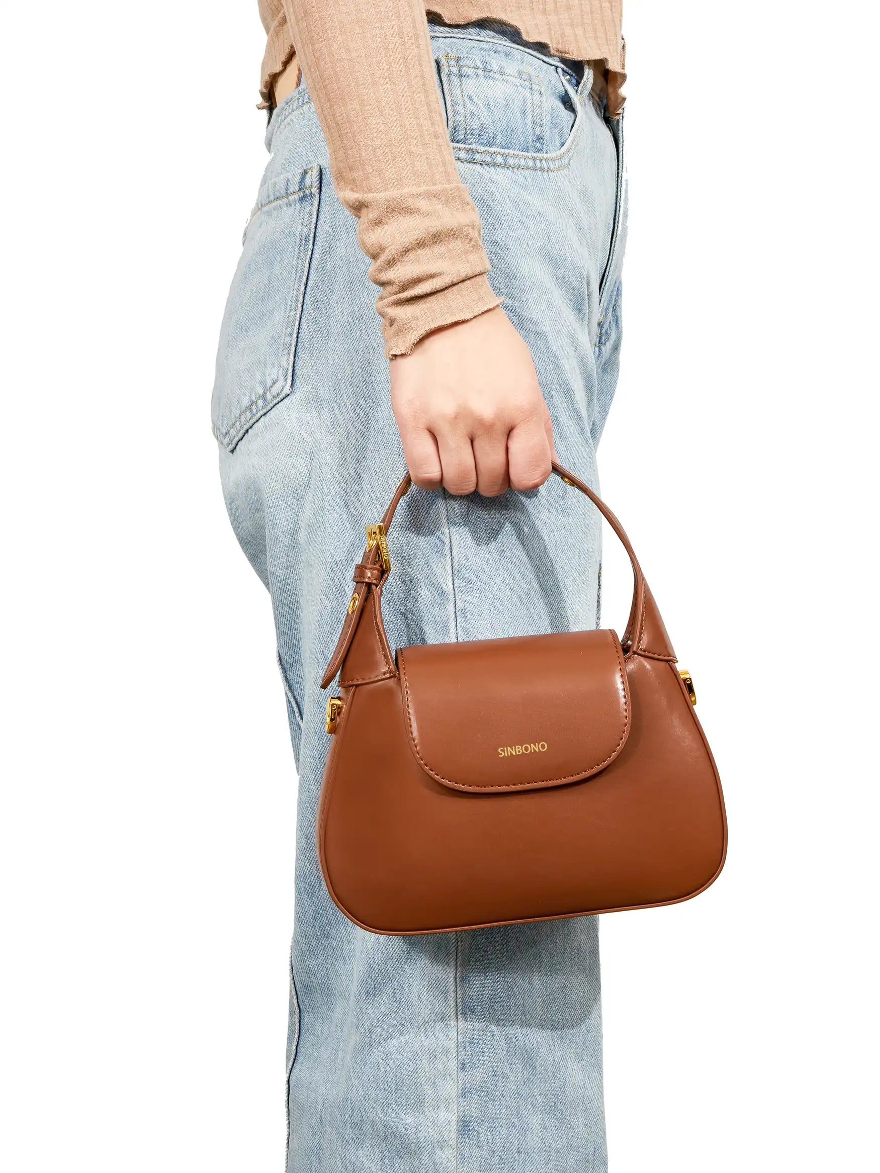 Alice Top Handle Crossbody Bag - Dark Brown
