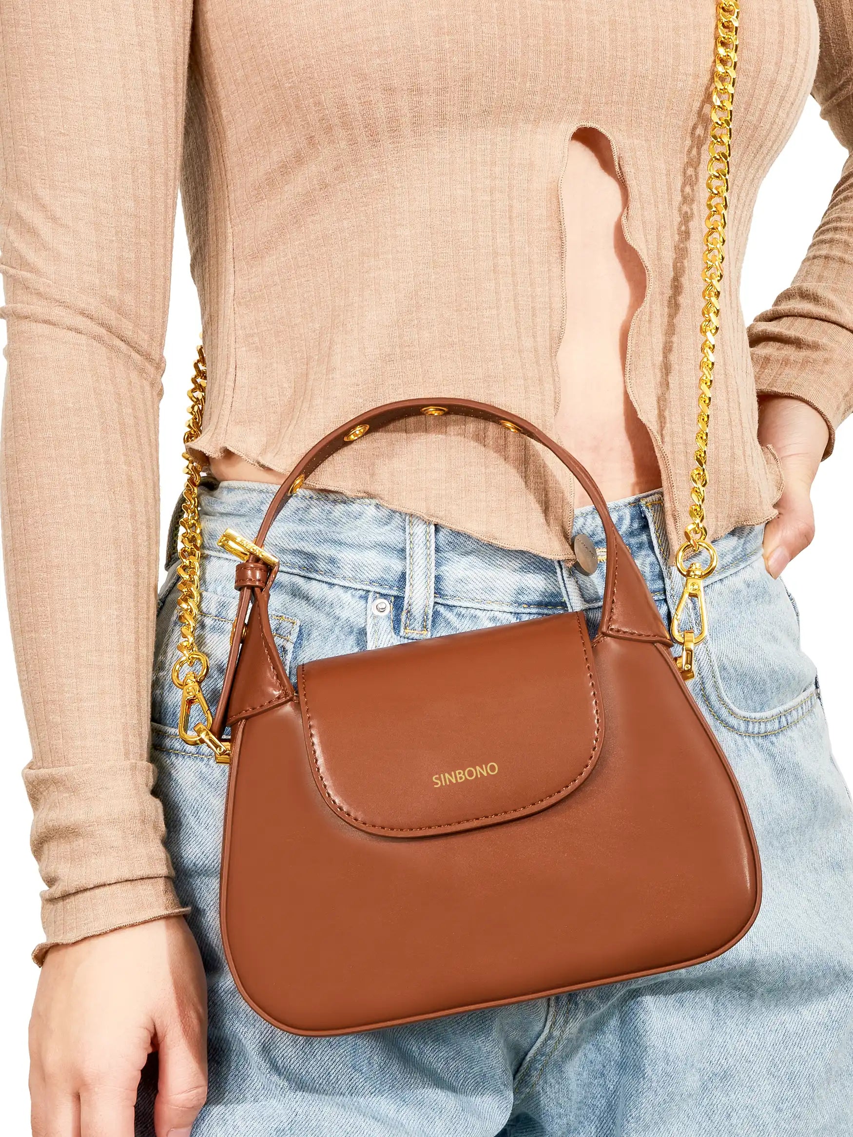 Alice Top Handle Crossbody Bag - Dark Brown