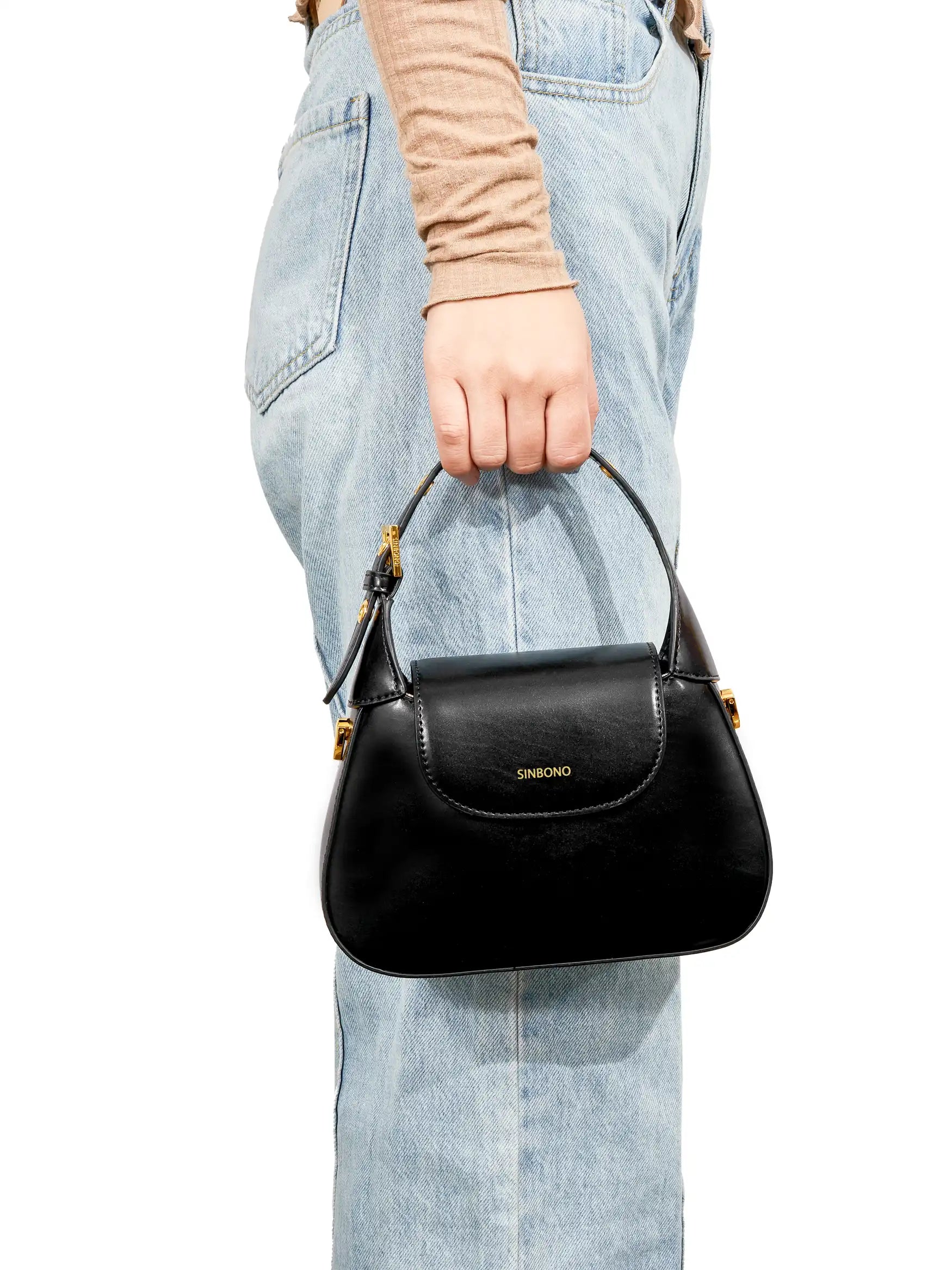 Alice Top Handle Crossbody Bag - Black