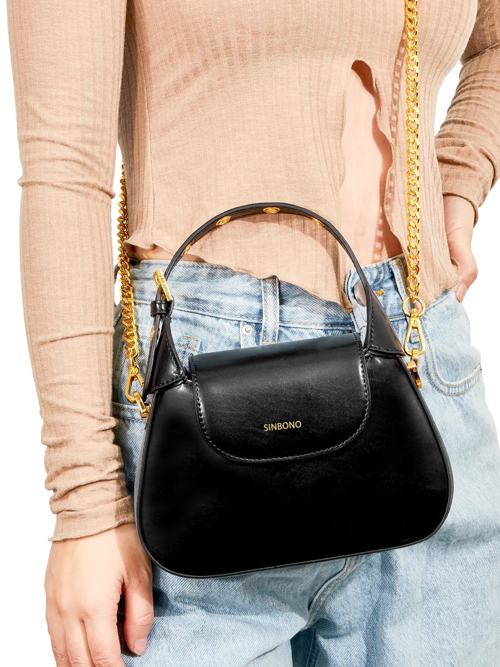 Alice Top Handle Crossbody Bag - Black