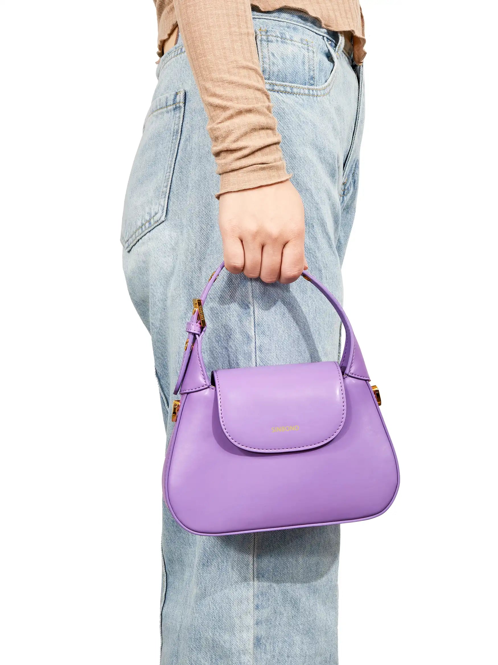 Alice Top Handle Crossbody Bag- Purple