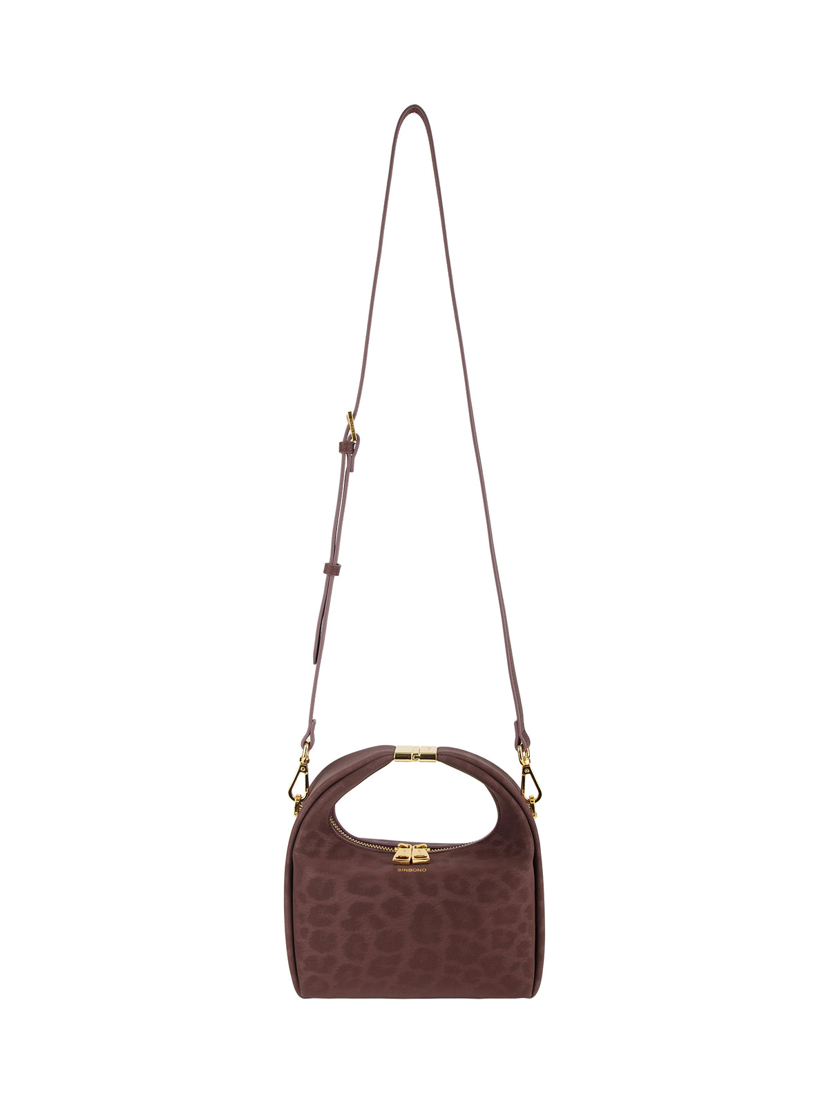 Beatrix  Top Handle Crossbody Bag（3.0） - Red wine with leopard print