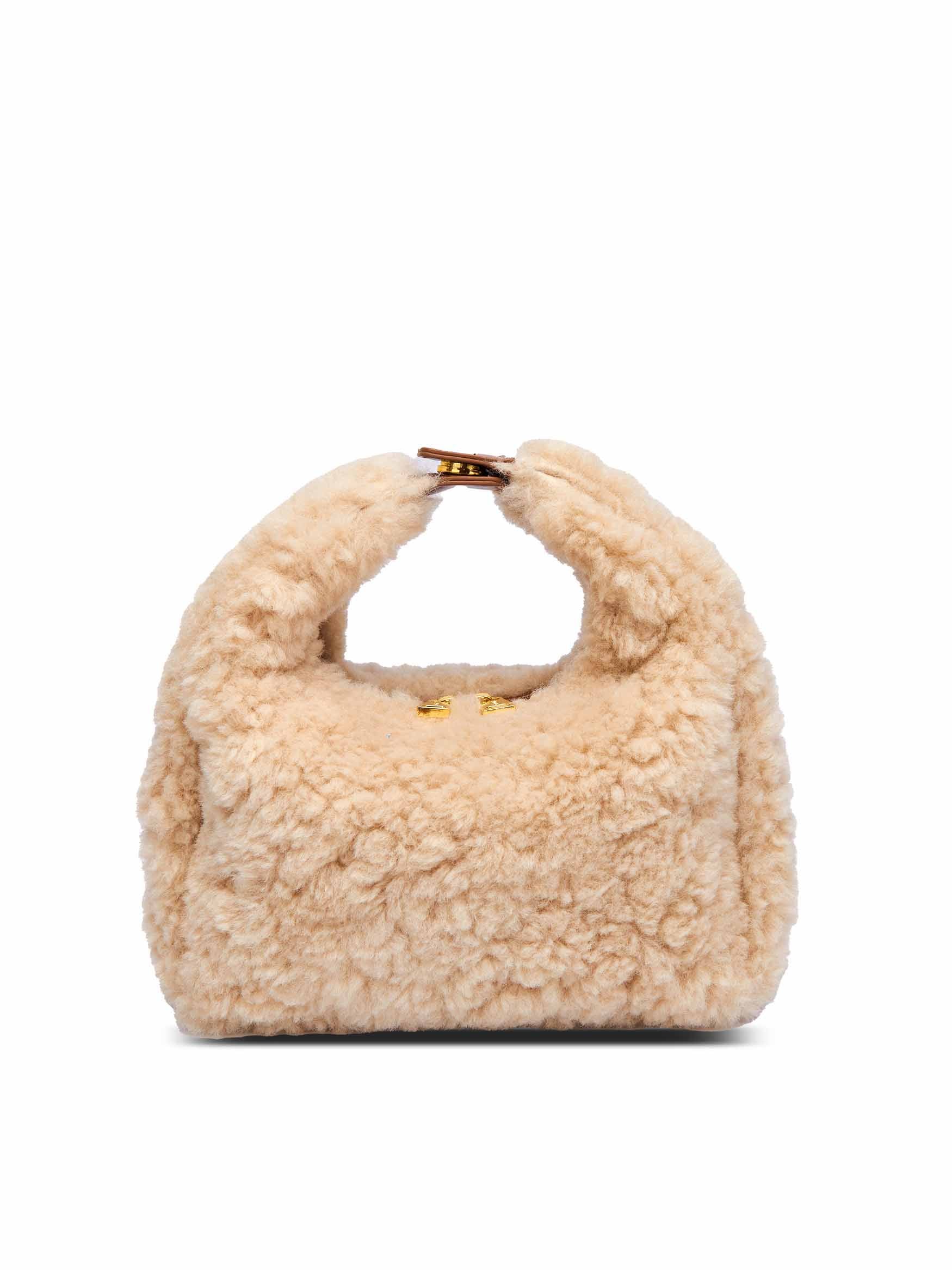 Medium Vienna Top Handle  Crossbody Bag in Cream Yellow Vegan Leather - Front View