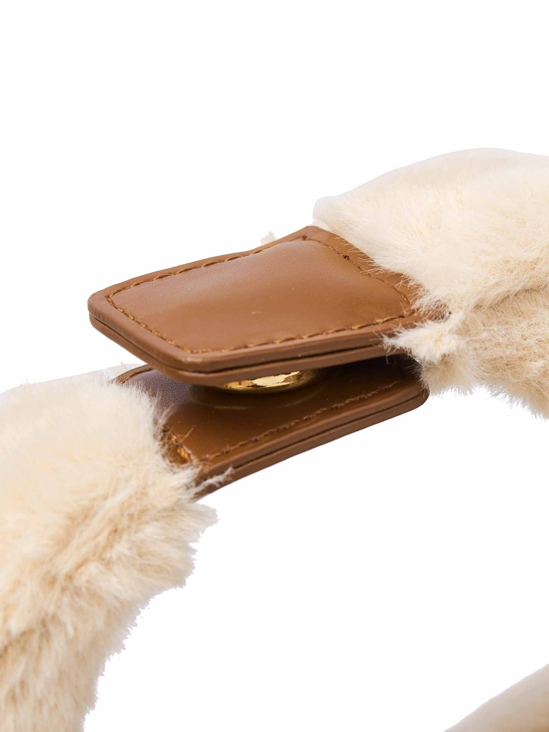 Medium Vienna Top Handle  Crossbody Bag in Light Beige Vegan Leather - Top Handle Close-Up