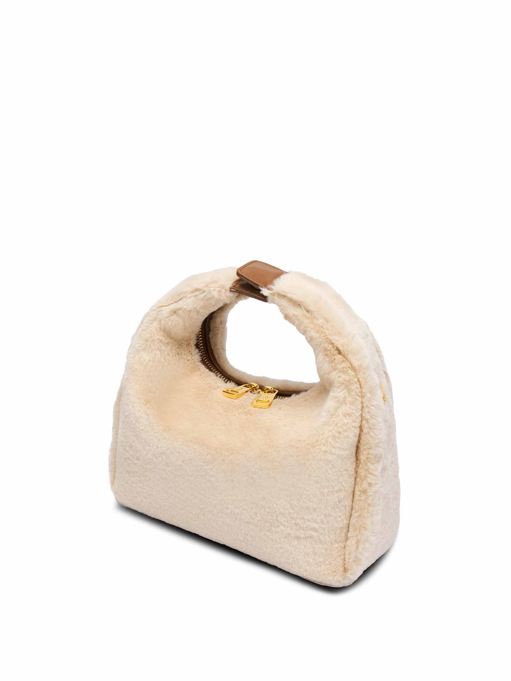 Medium Vienna Top Handle  Crossbody Bag in Light Beige Vegan Leather - Side Angle