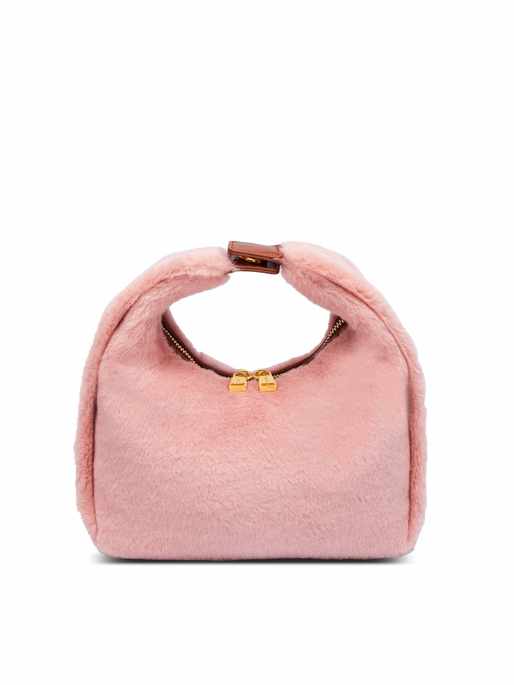 Medium Vienna Top Handle  Crossbody Bag in Light Pink Vegan Leather - Front View