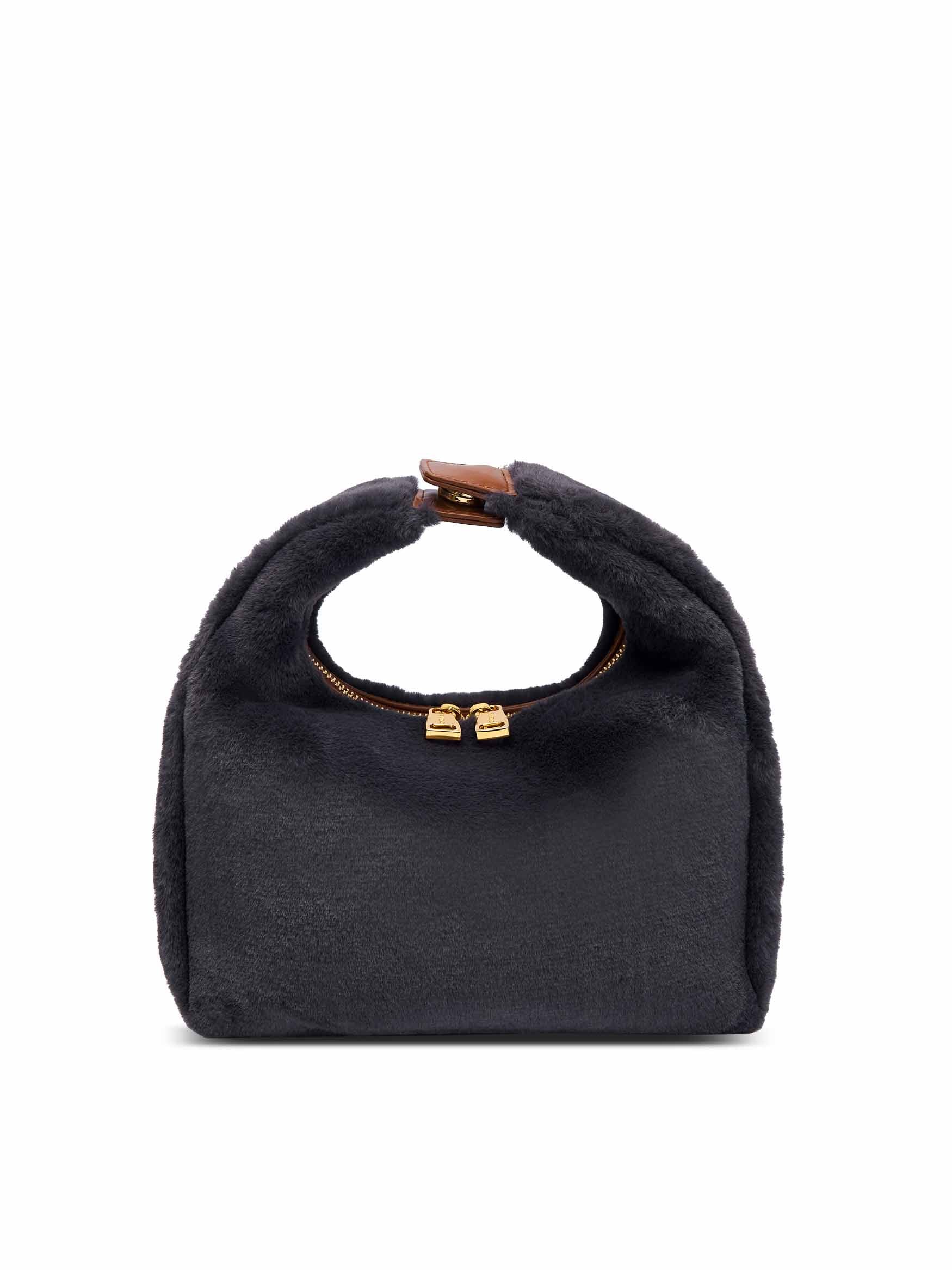 Medium Vienna Top Handle  Crossbody Bag in Dark Gray Vegan Leather - Front View