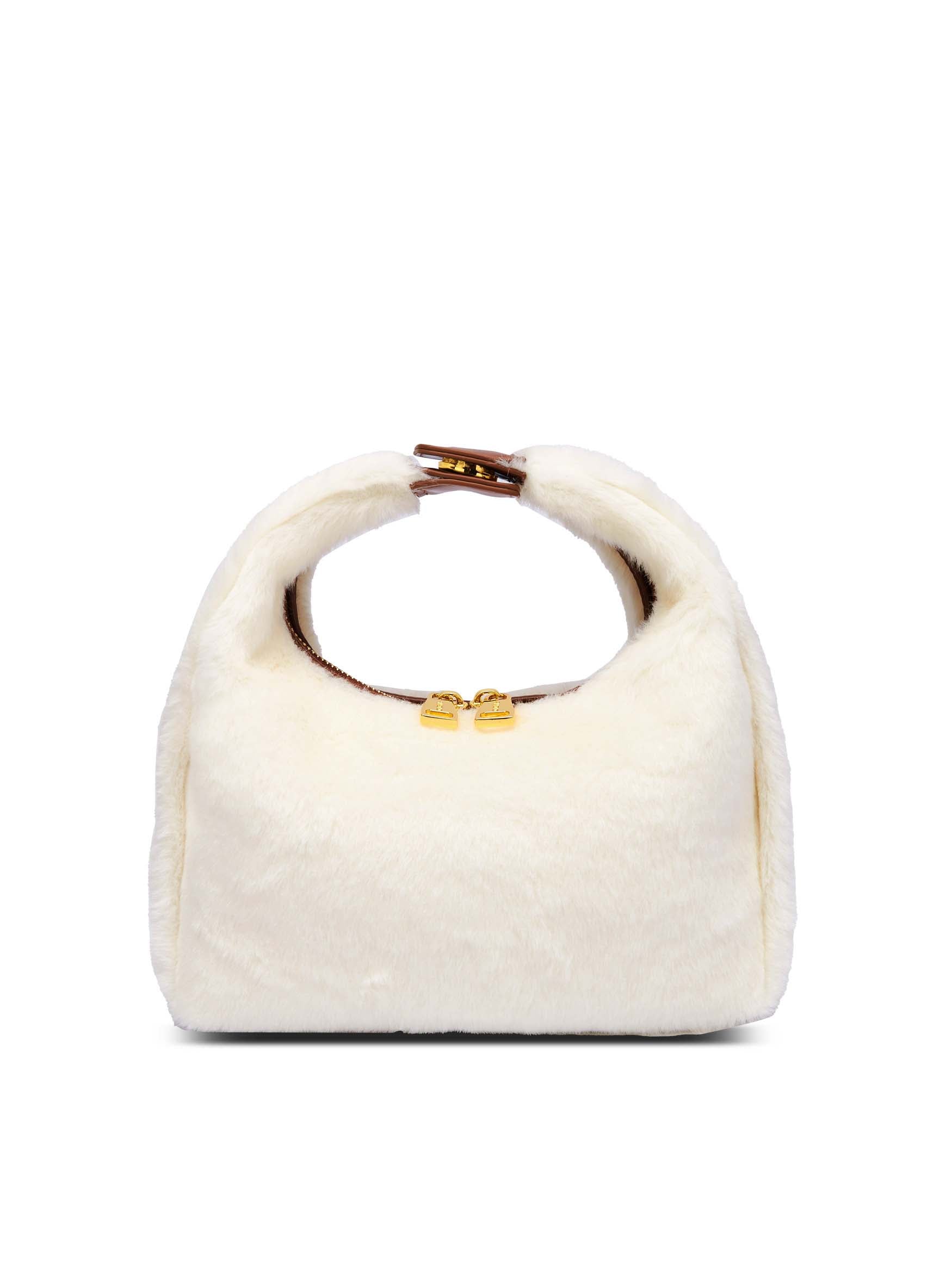 Medium Vienna Top Handle  Crossbody Bag in Snow White Vegan Leather - Front View