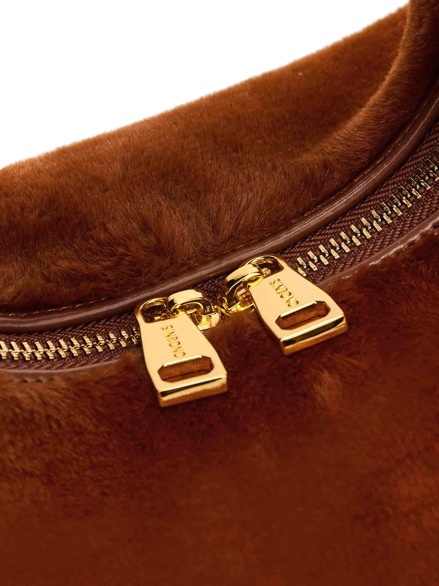 Medium Vienna Top Handle  Crossbody Bag in Toffee Vegan Leather -  Detail