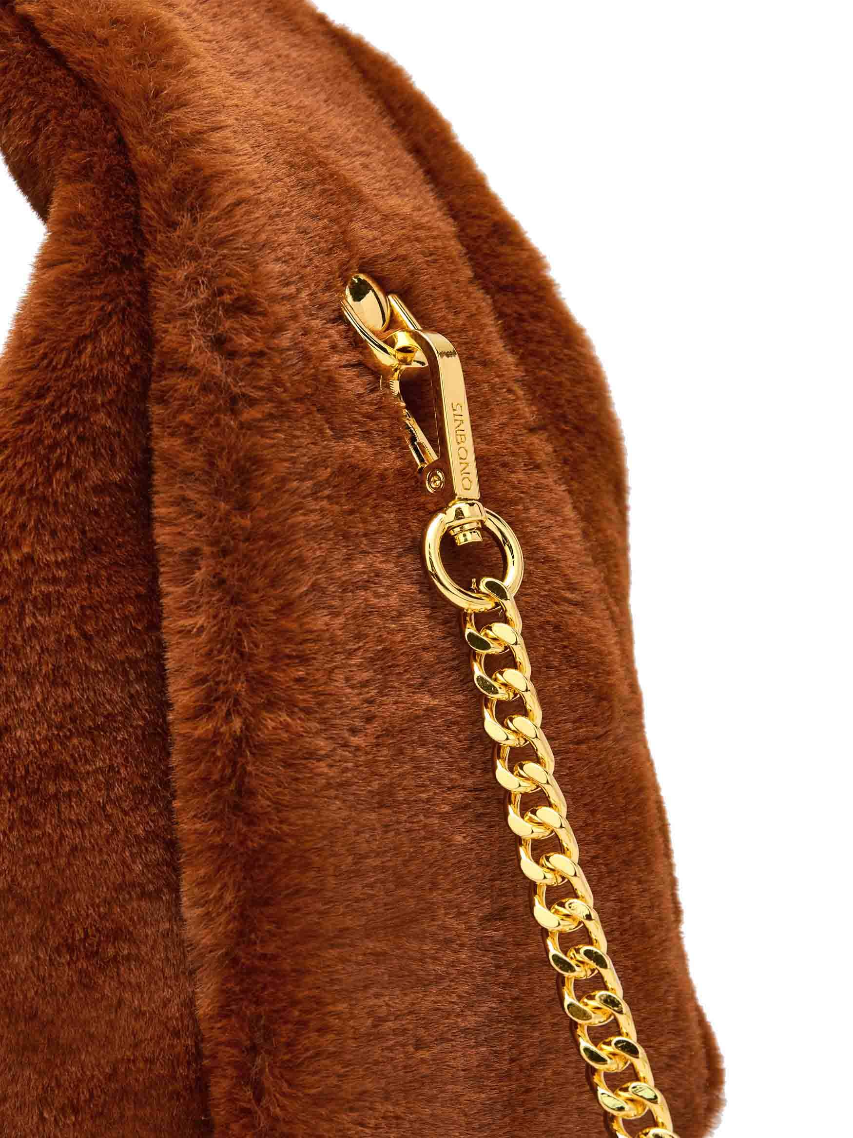 Medium Vienna Top Handle  Crossbody Bag in Toffee Vegan Leather - Side Hook