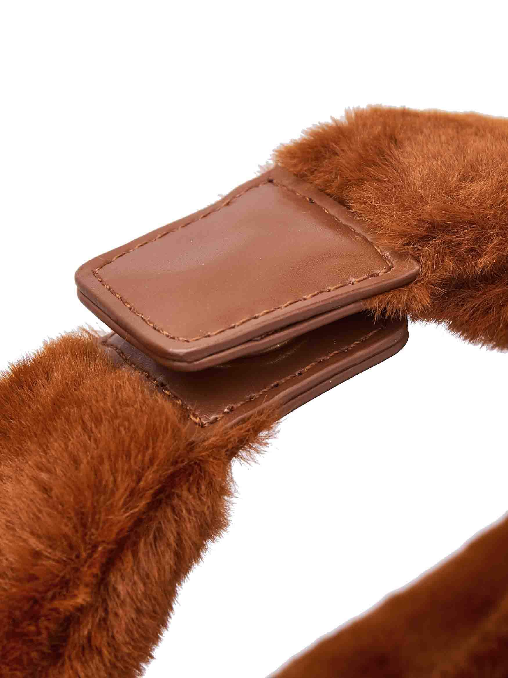 Medium Vienna Top Handle  Crossbody Bag in Toffee Vegan Leather - Top Handle Close-Up