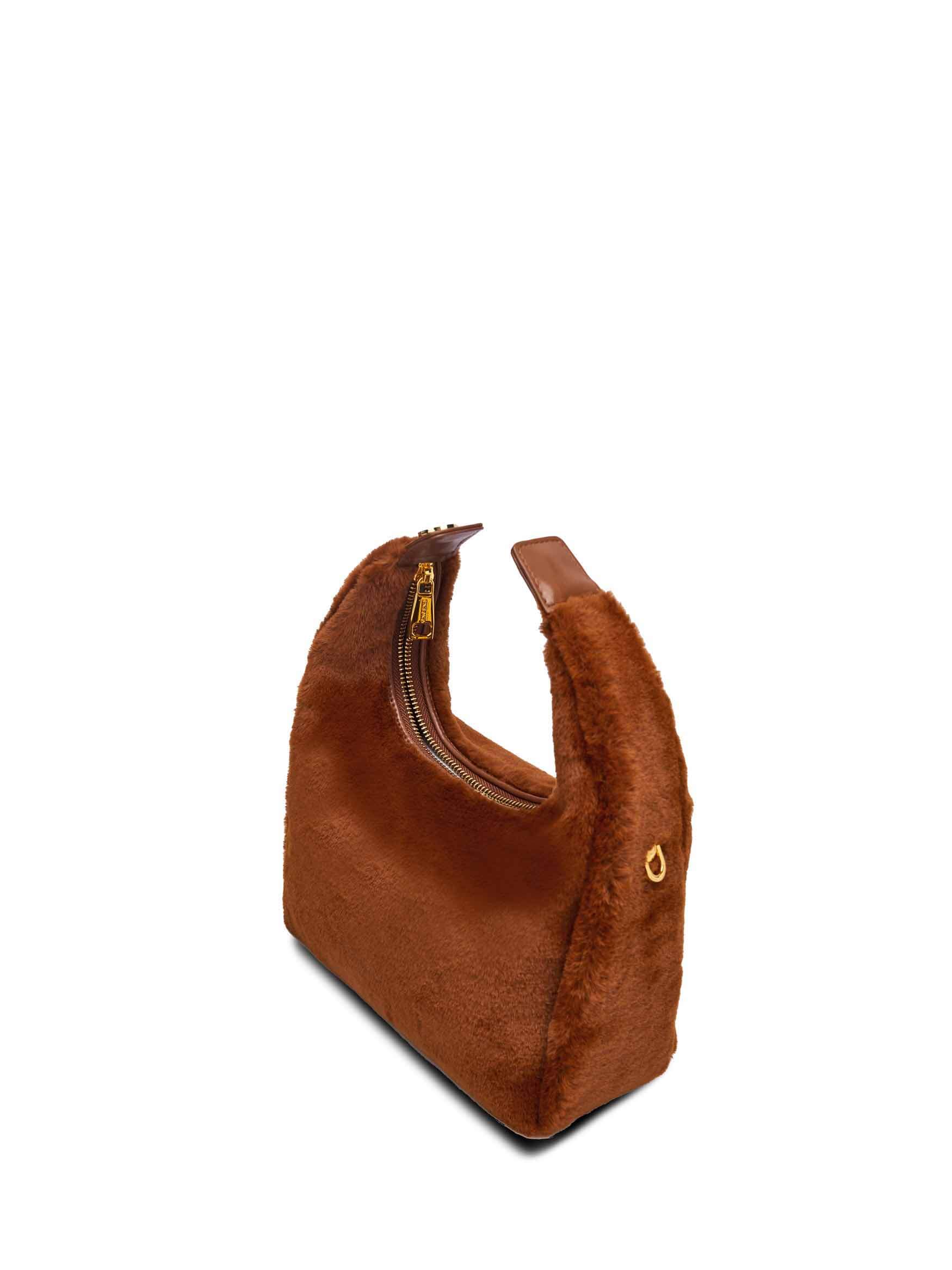 Medium Vienna Top Handle  Crossbody Bag in Toffee Vegan Leather - Top Handle Close-Up