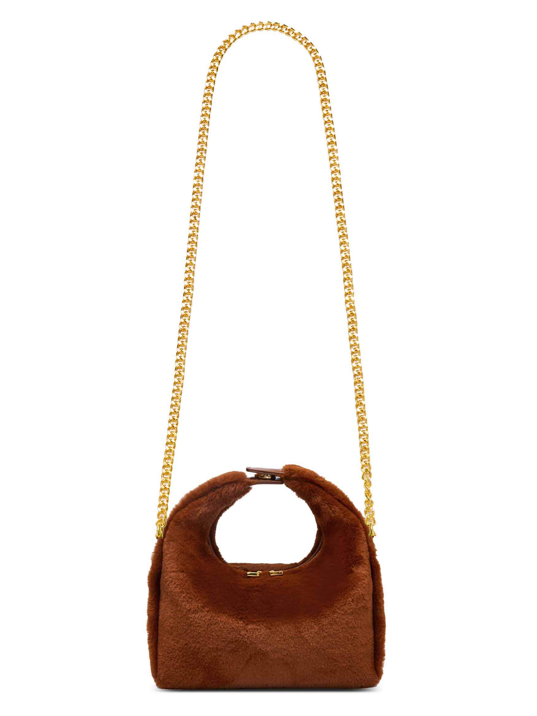 Medium Vienna Top Handle  Crossbody Bag in Toffee Vegan Leather - With chain