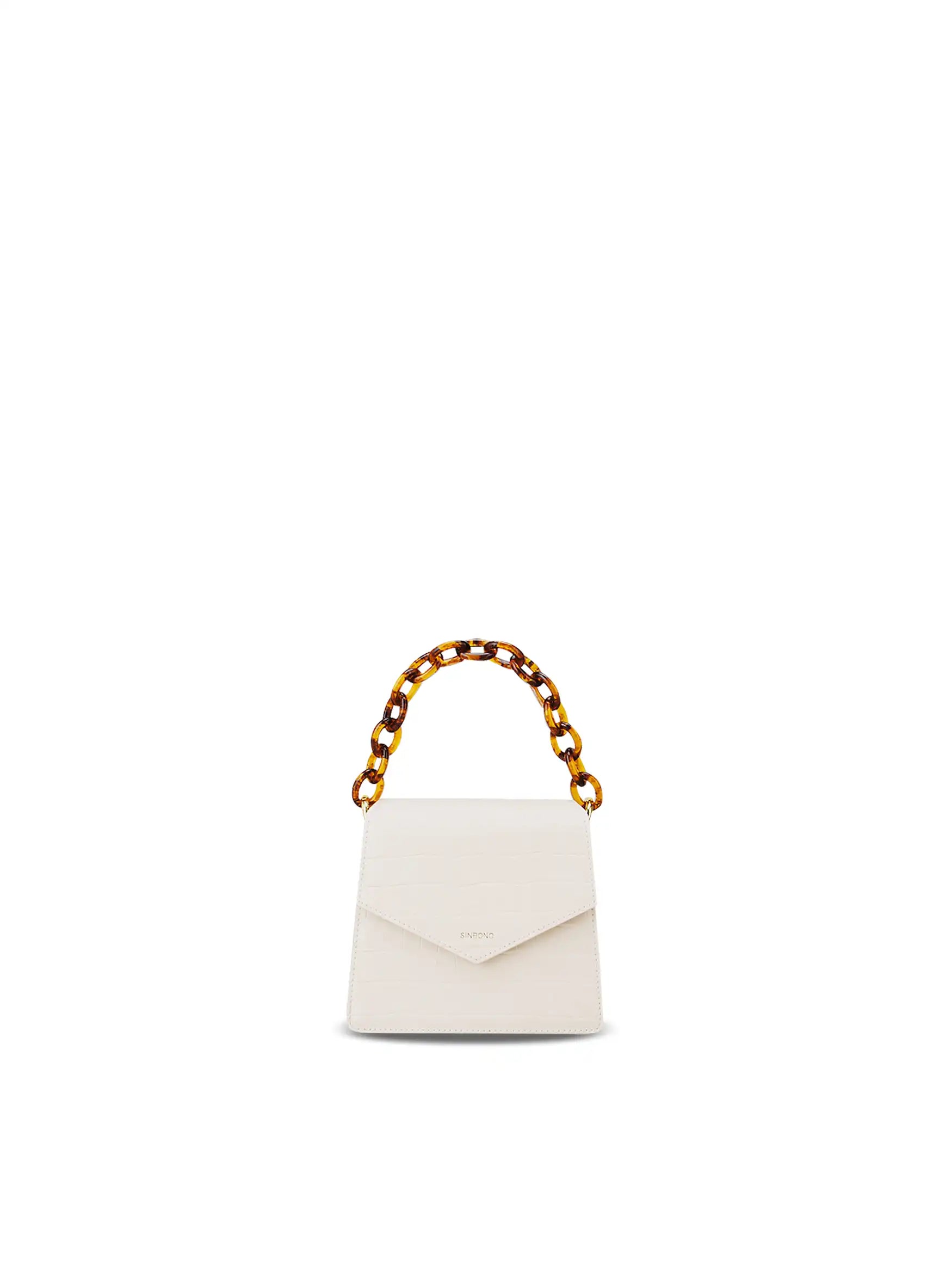 Mia Acrylic Chain Top Handle Bag - Ivory