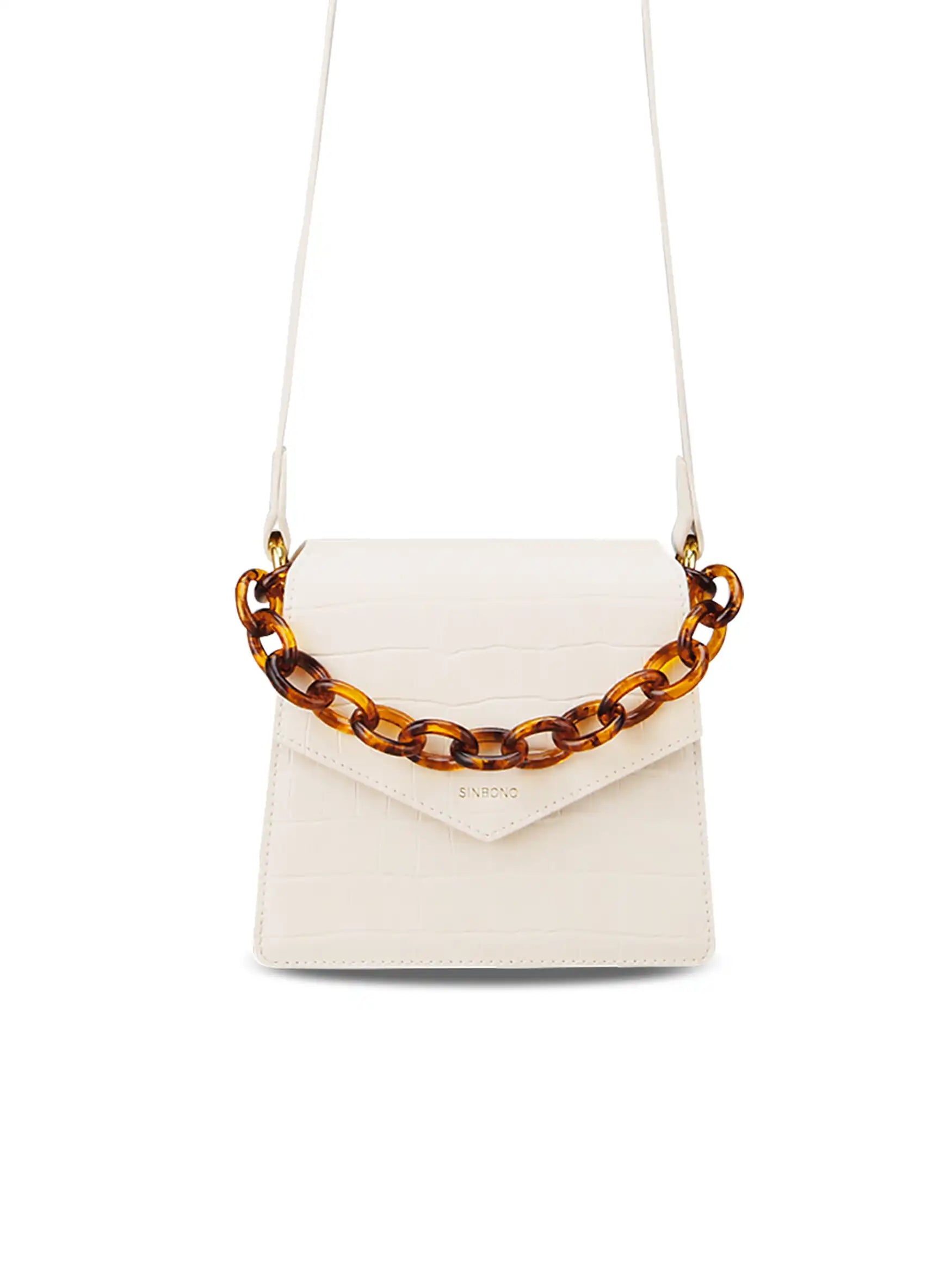 Mia Acrylic Chain Top Handle Bag - Ivory