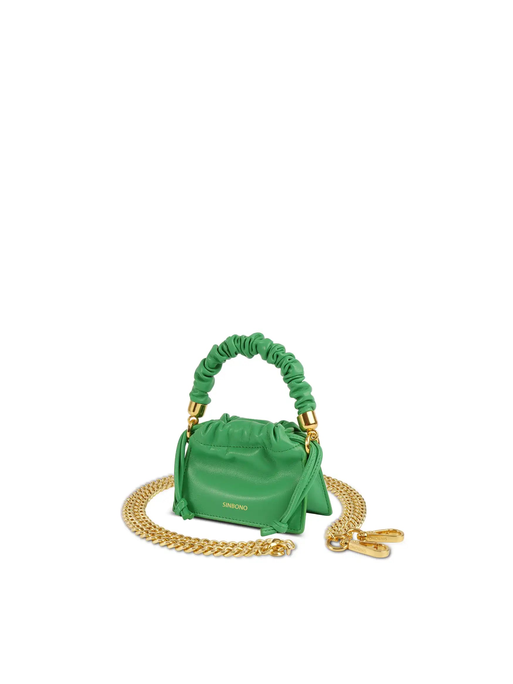 Mini Drawstring Handbag - Grass Green