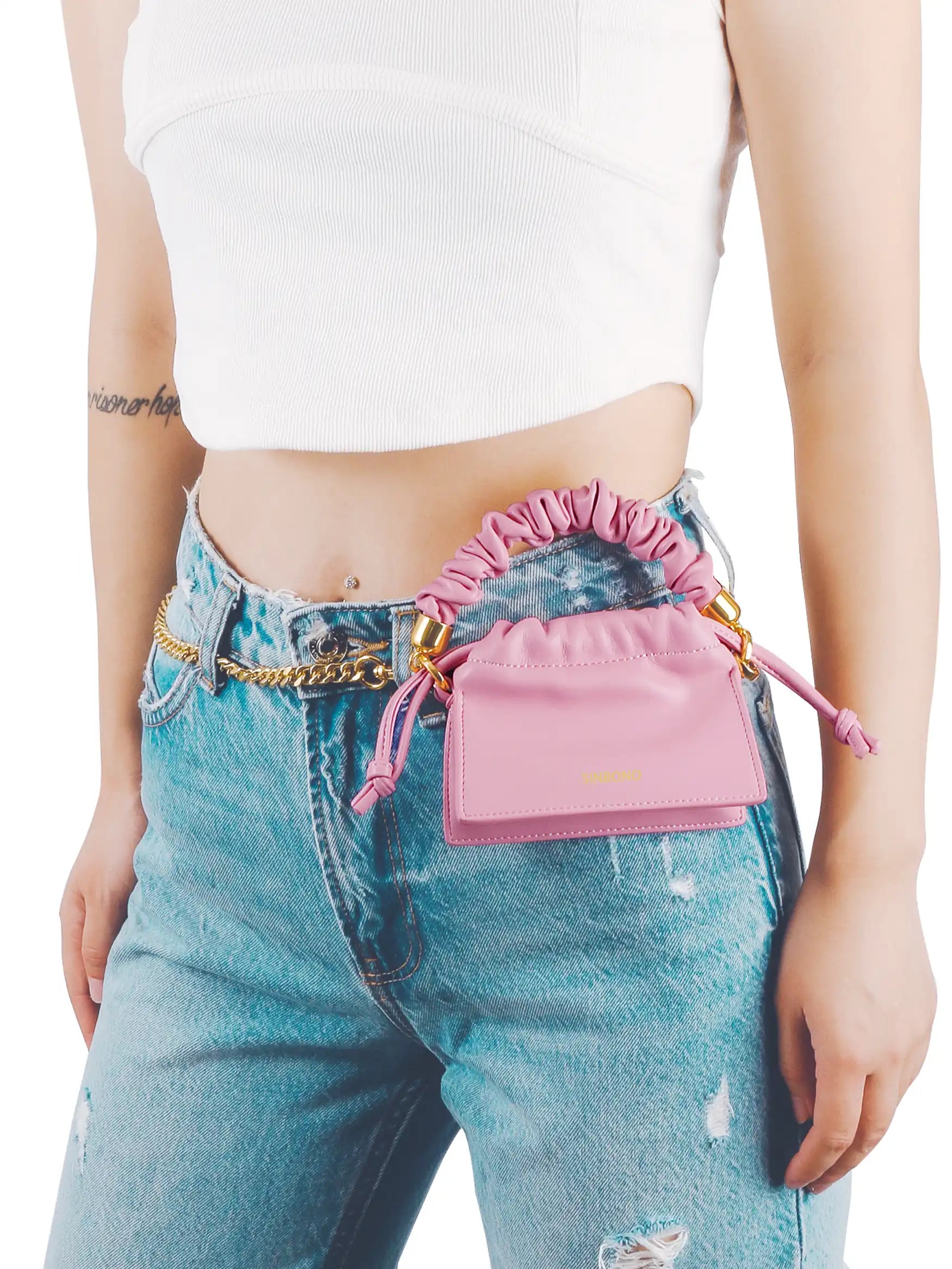 Mini Drawstring Handbag - Pink