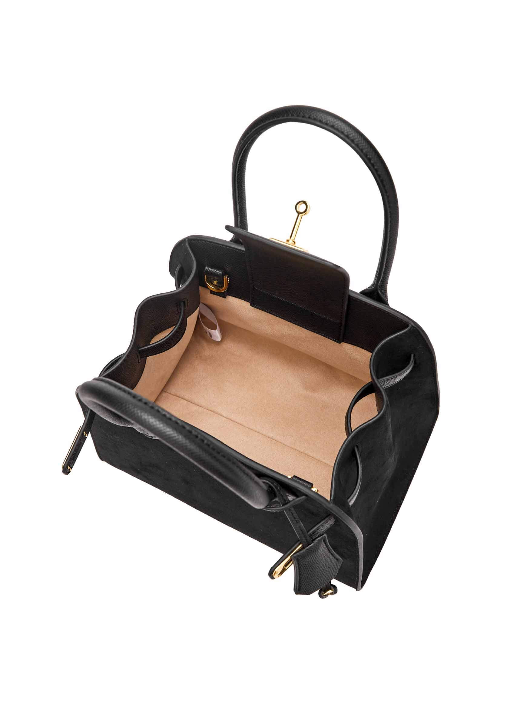 Ramona Top Handle Crossbody Bag in Black Vegan Leather - Inside View