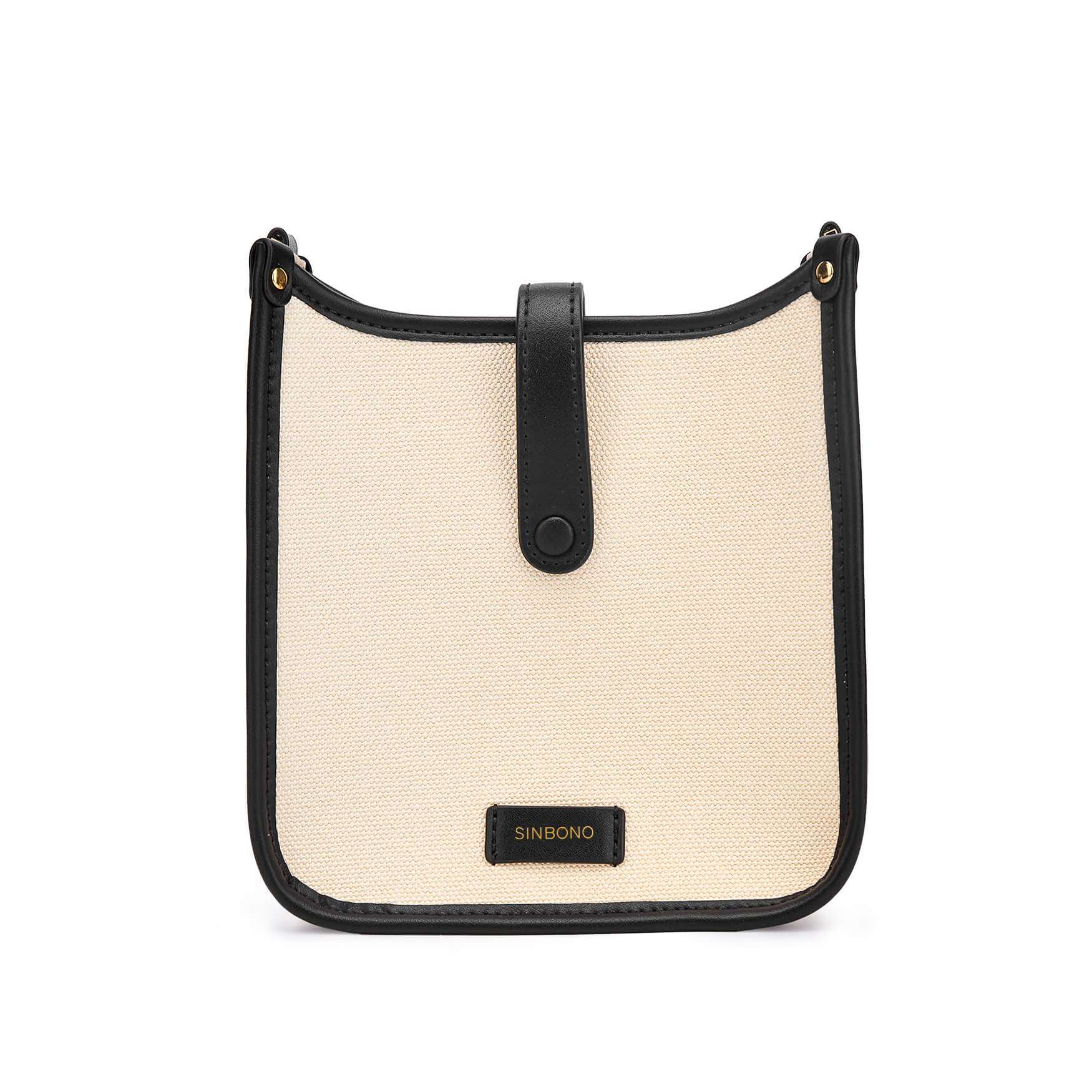 SINBONO Ivory&Black Crossbody Bag- High-quality Soft Vegan Leather Bag