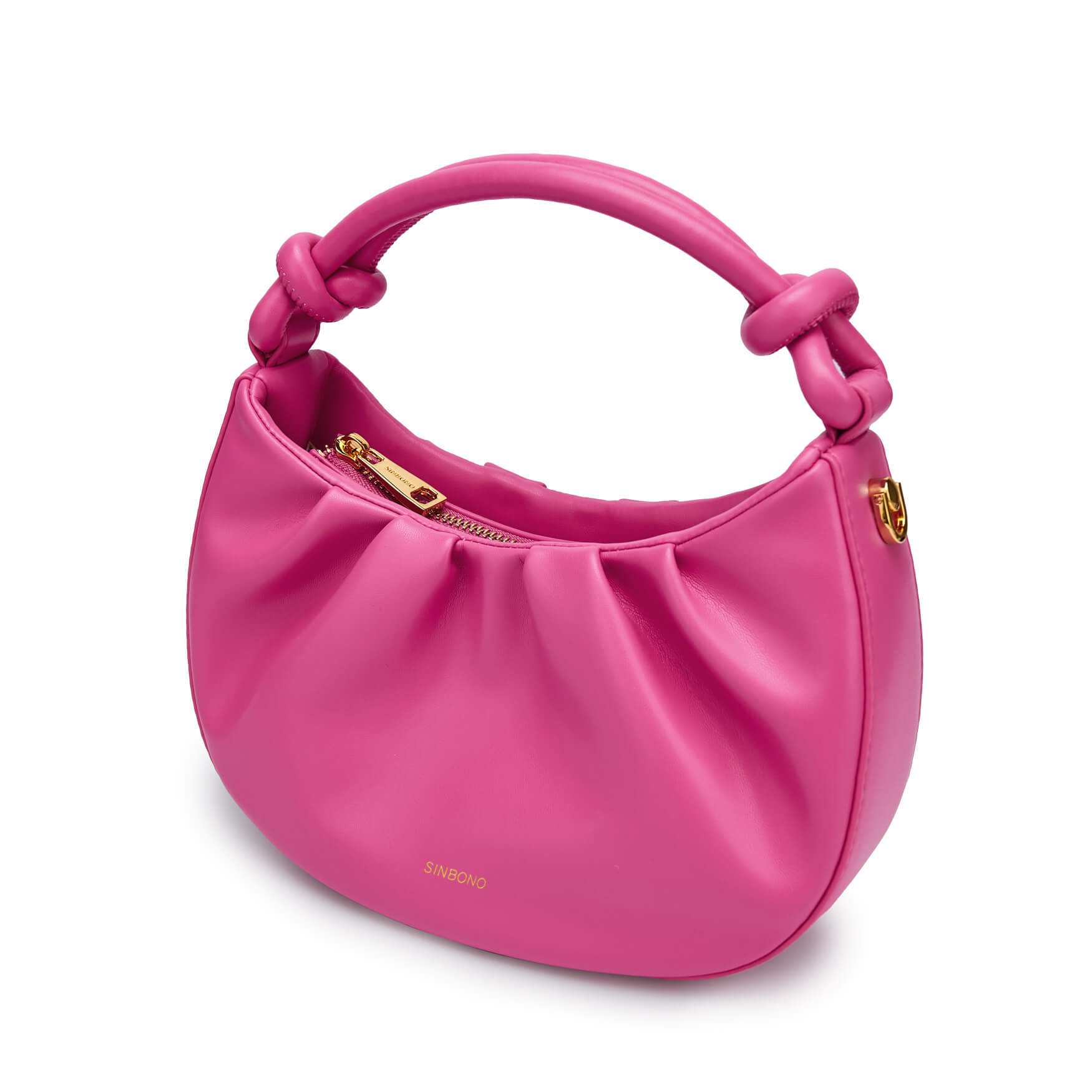 SINBONO Cate Bright Pink Leather Handbags -Vegan Leather Women Bag