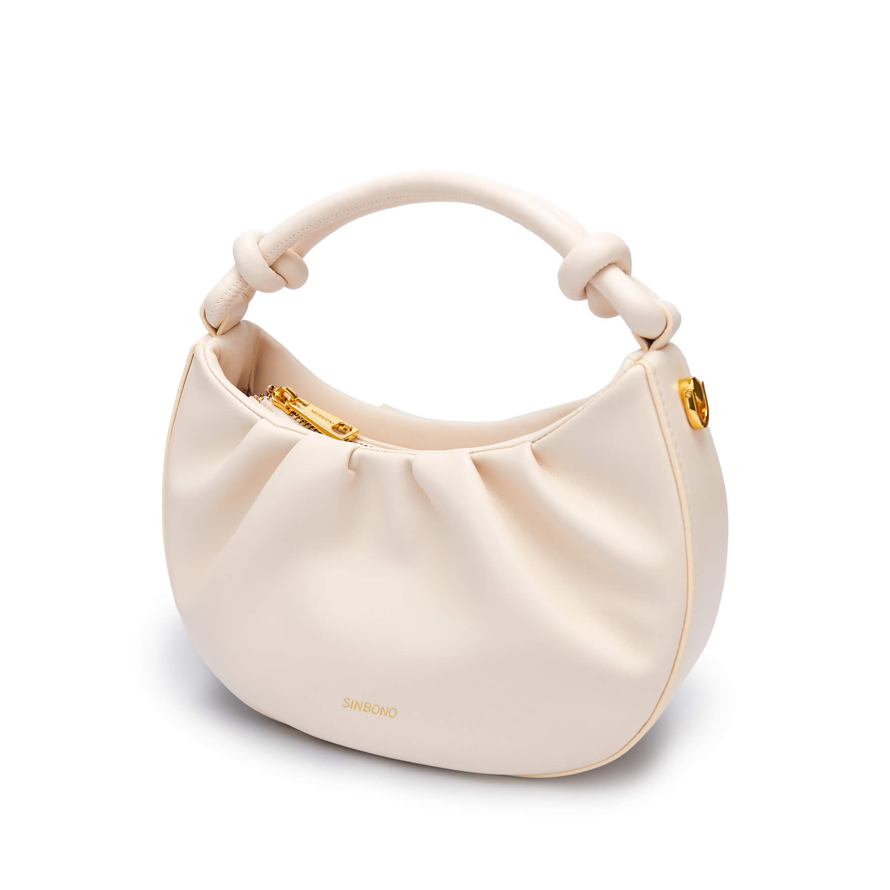 SINBONO Cate Ivory Leather Handbags -Vegan Leather Women Bag