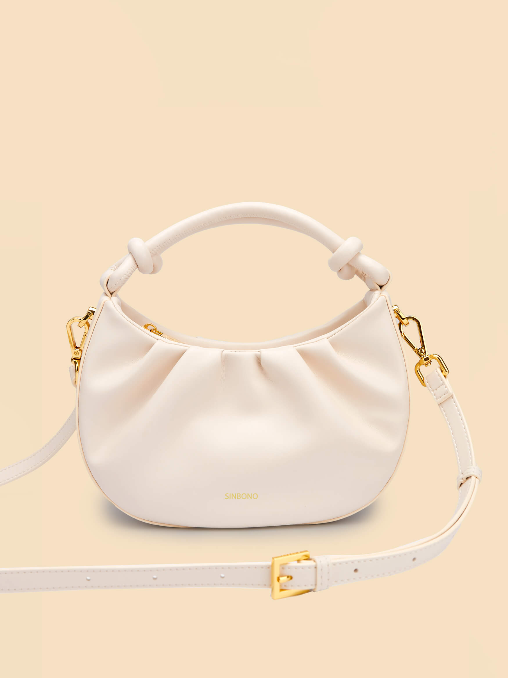 SINBONO Cate Ivory Leather Handbags -Vegan Leather Women Bag