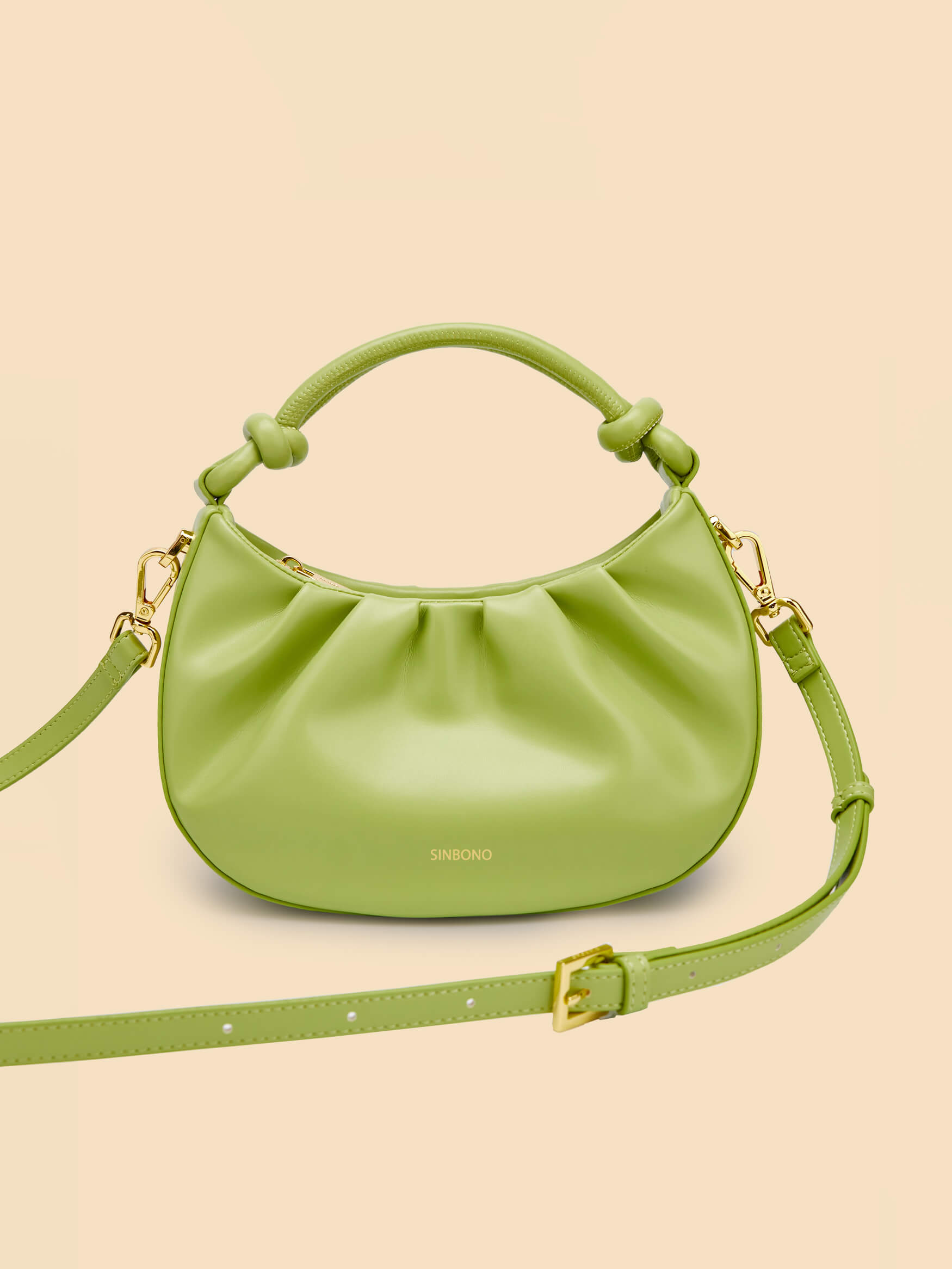 SINBONO Cate Lime Green Leather Handbags -Vegan Leather Women Bag