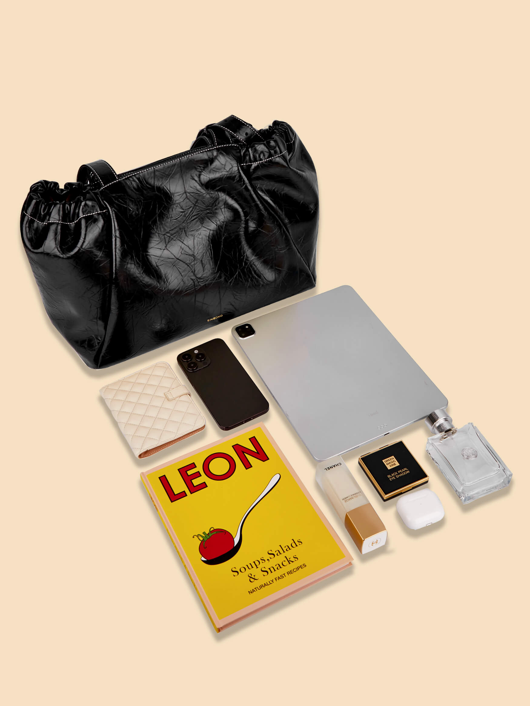 SINBONO Halle Hobo Tote Bag  Black