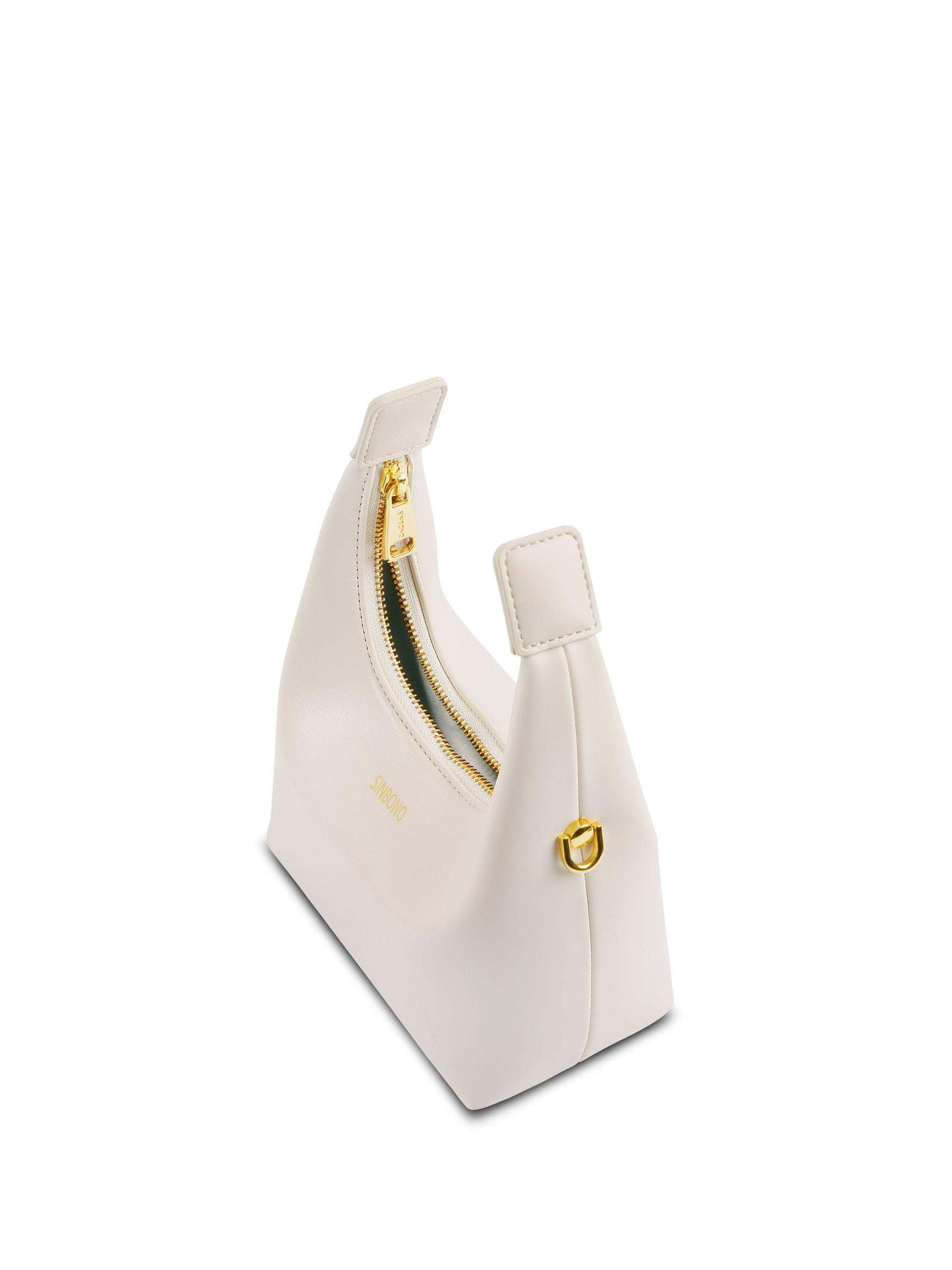 Vienna in Ivory Vegan Leather  - Top Handle Close-Up