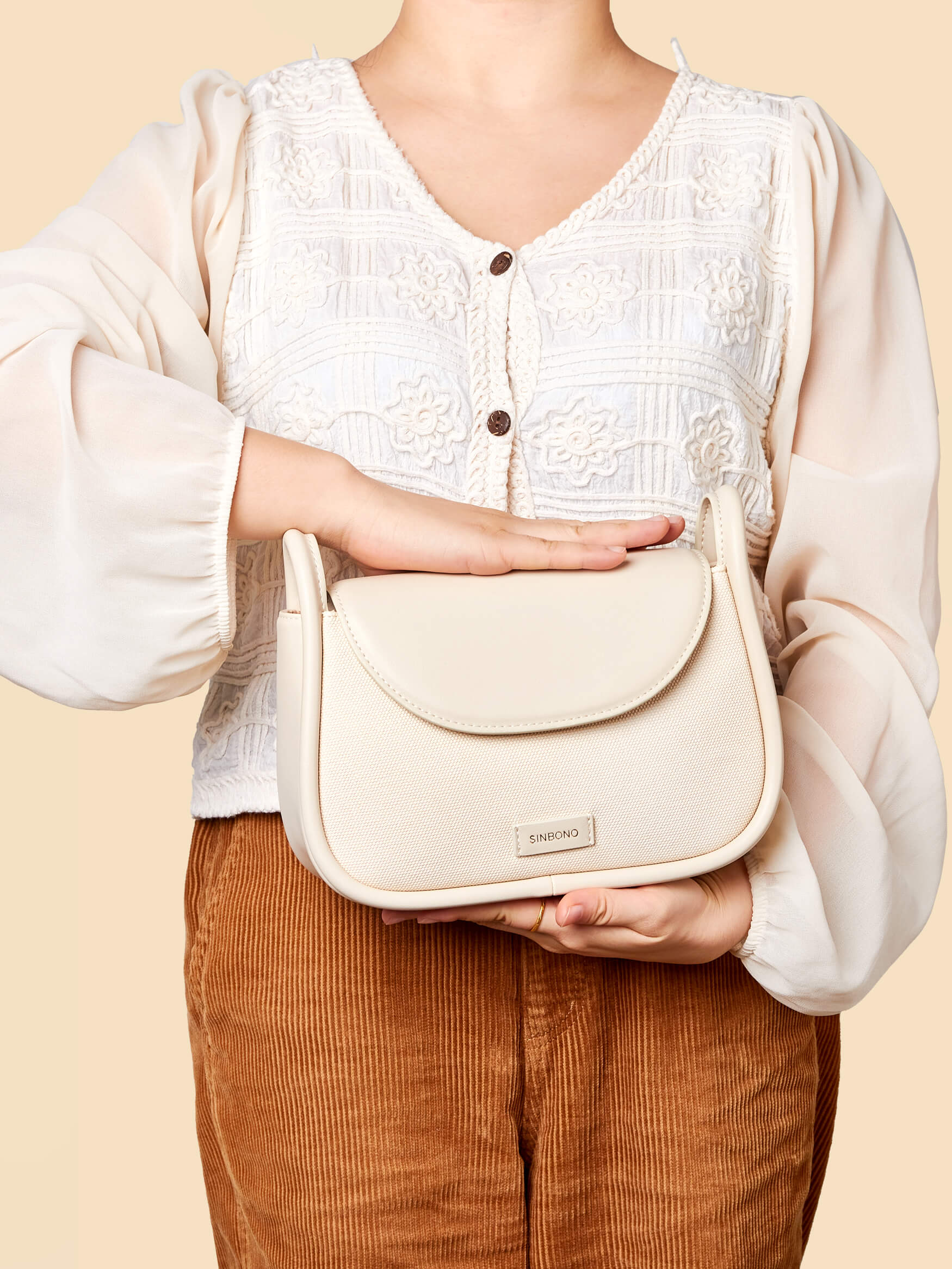 SINBONO Ivory Crossbody Bag- High-quality Soft Vegan Leather Bag
