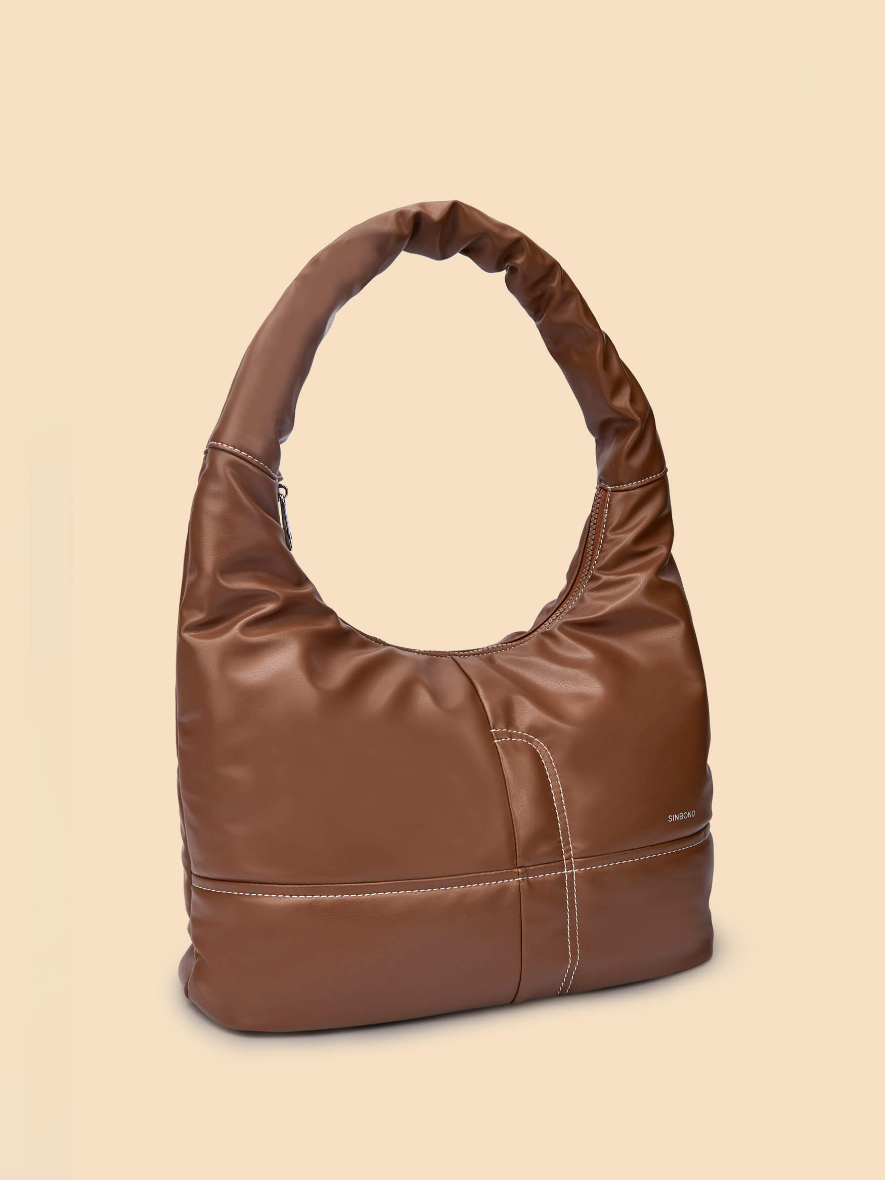SINBONO Medium Berry Hobo Shoulder Bag Brown