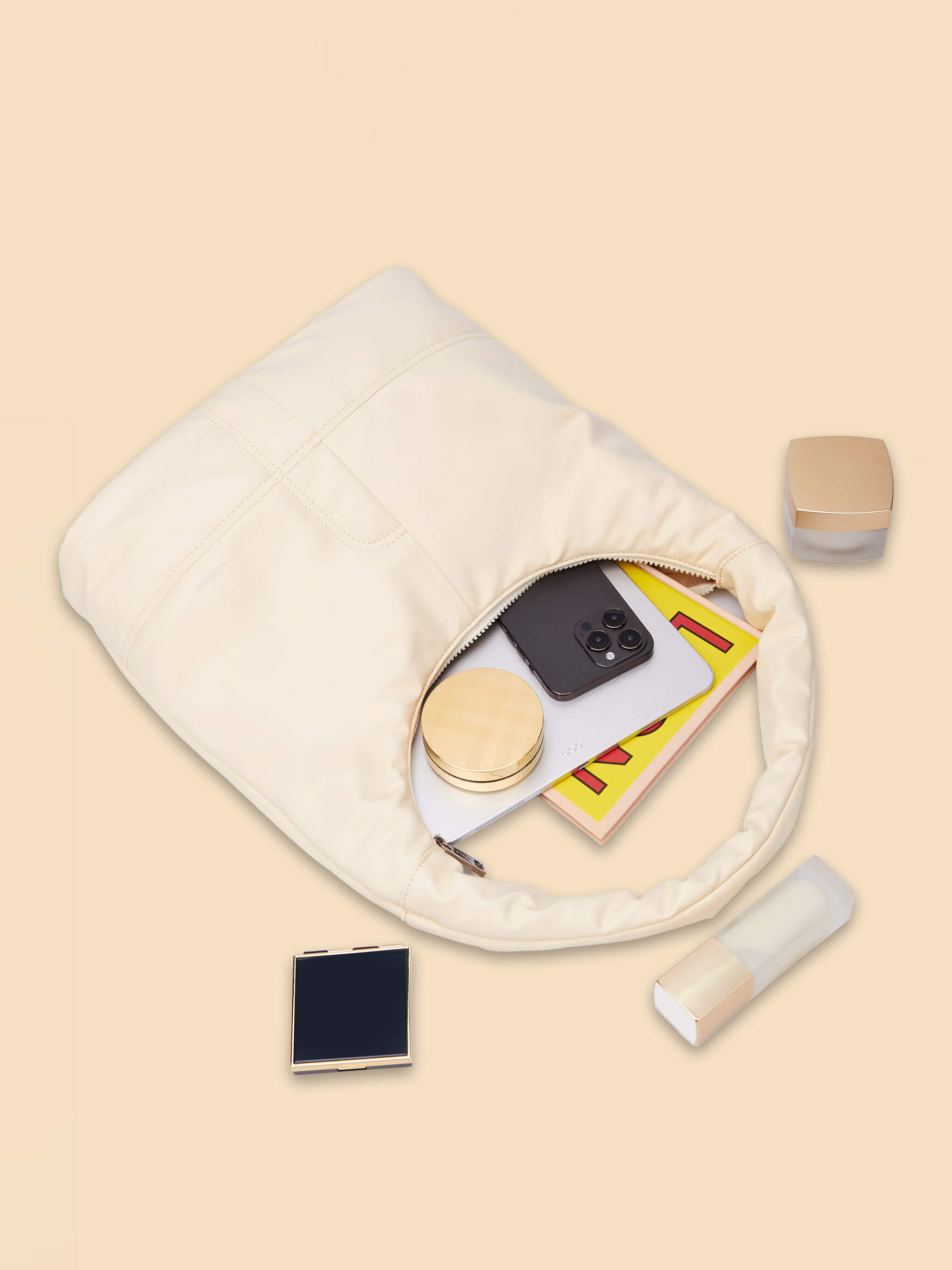 SINBONO Medium Berry Hobo Shoulder Bag  Ivory