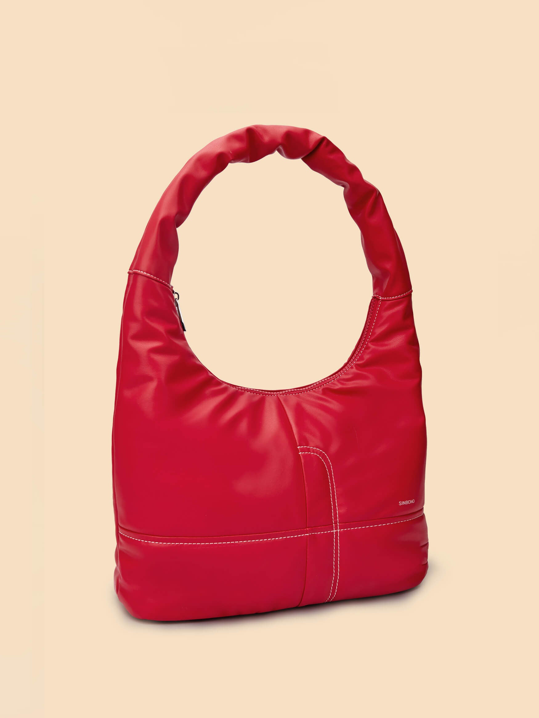 SINBONO Medium Berry Hobo Shoulder Bag Red