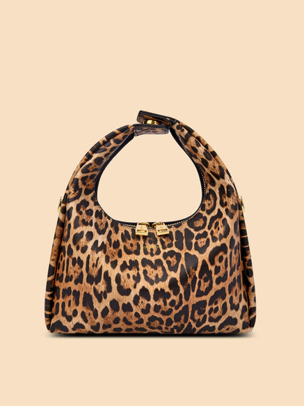 SINBONO Vienna Medium-Sized Brown leopard print Vegan Leather Purses 