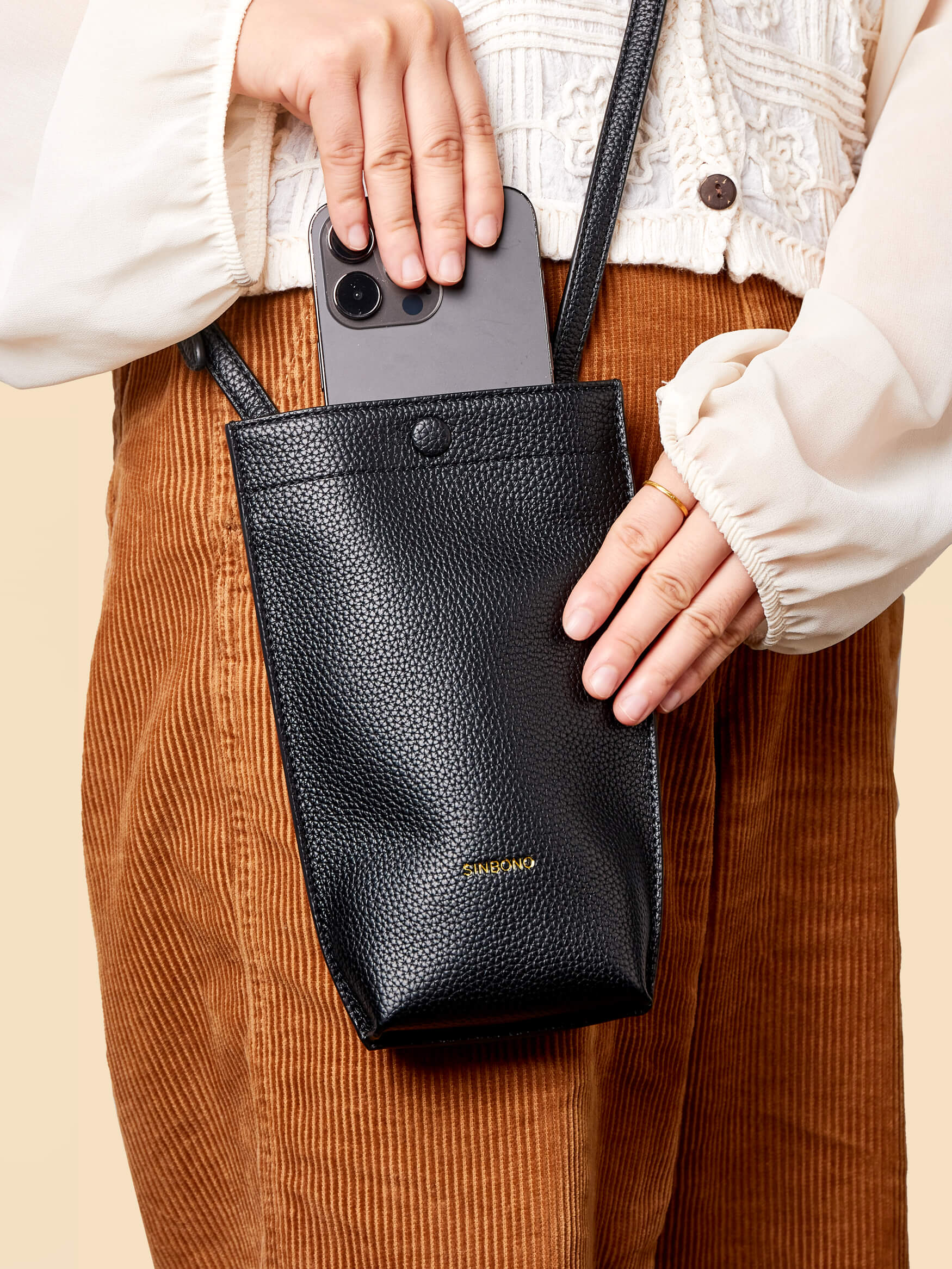 SINBONO Black Crossbody Bag- High-quality Soft Vegan Leather Bag
