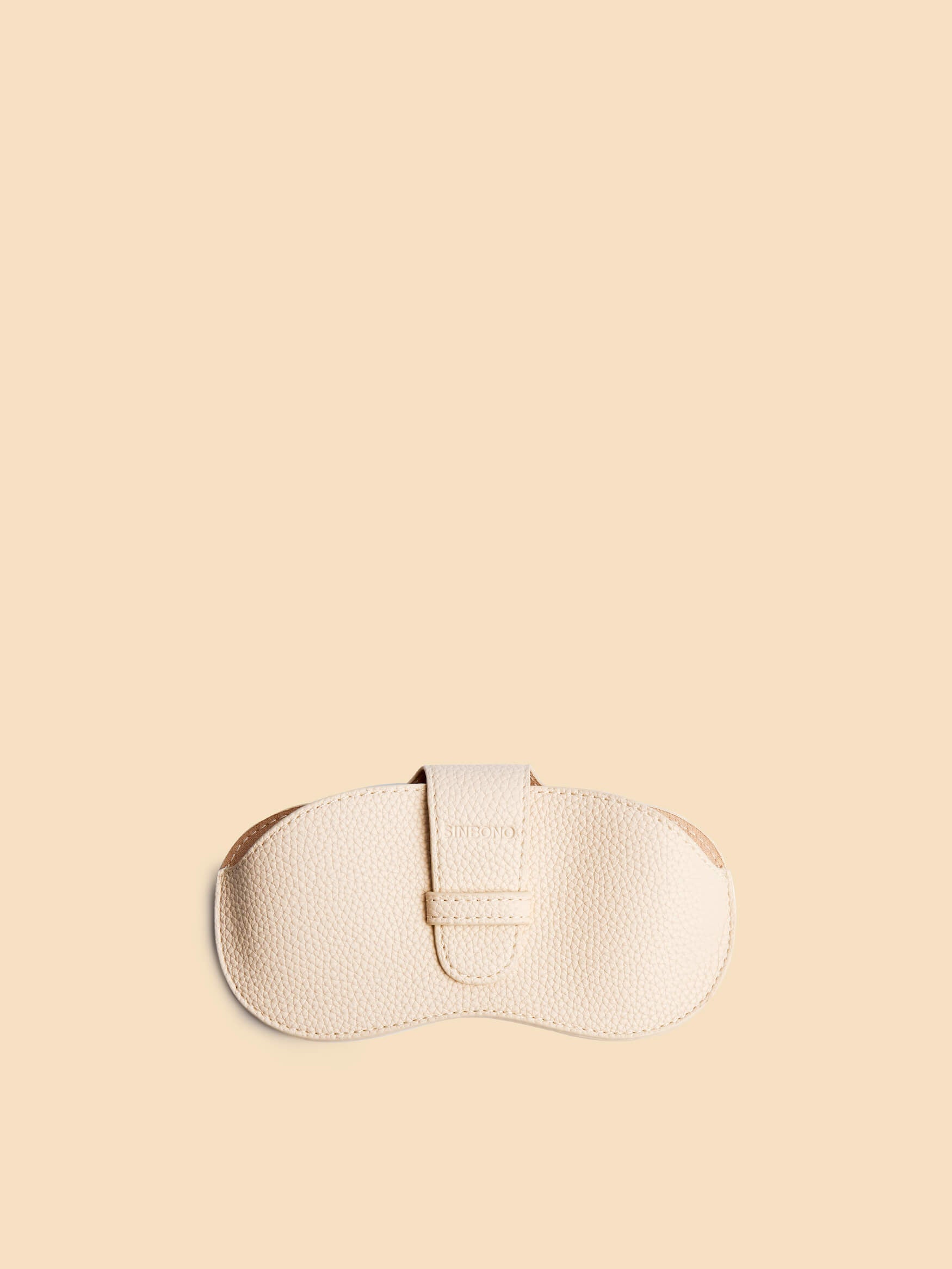 Faux Pebble Textured Leather Sunglasses Case Ivory SINBONO