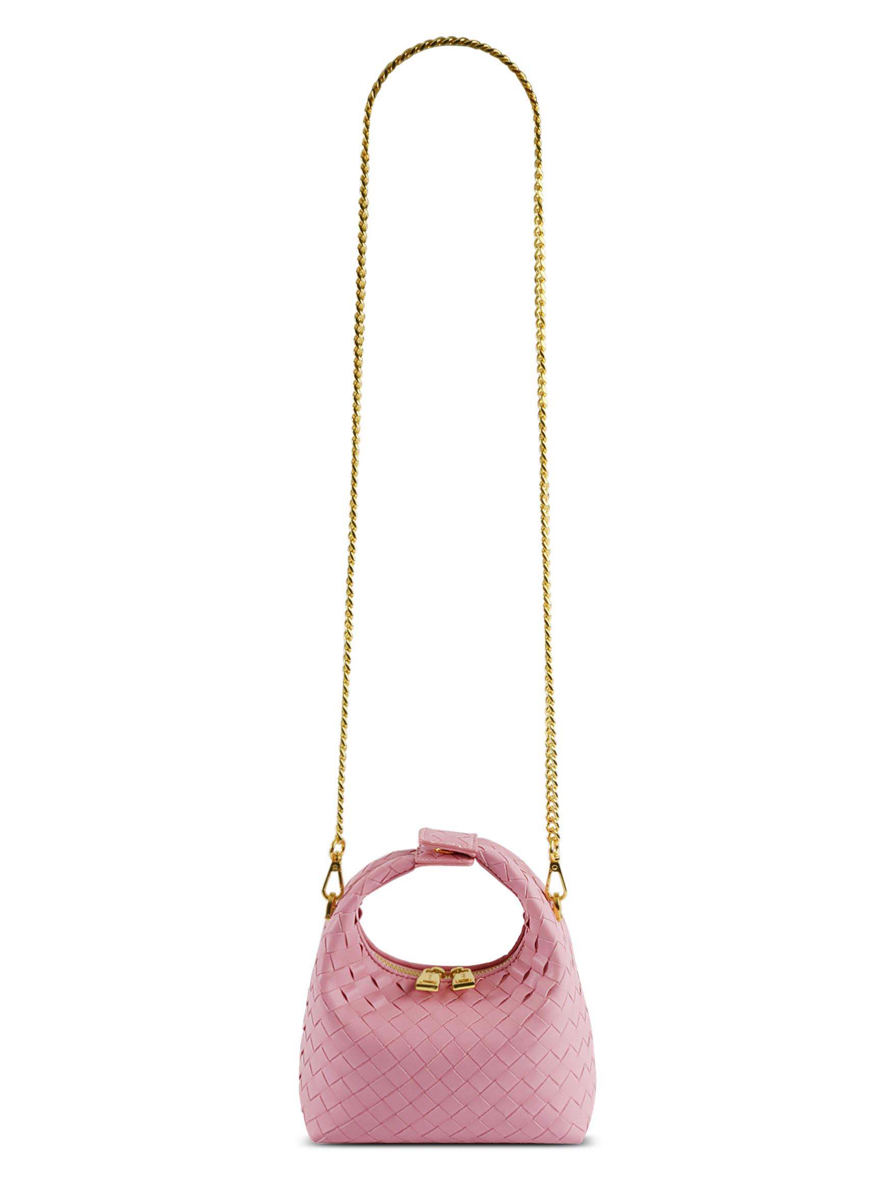 Vienna Top Handle Crossbody Bag  - Pink Braided