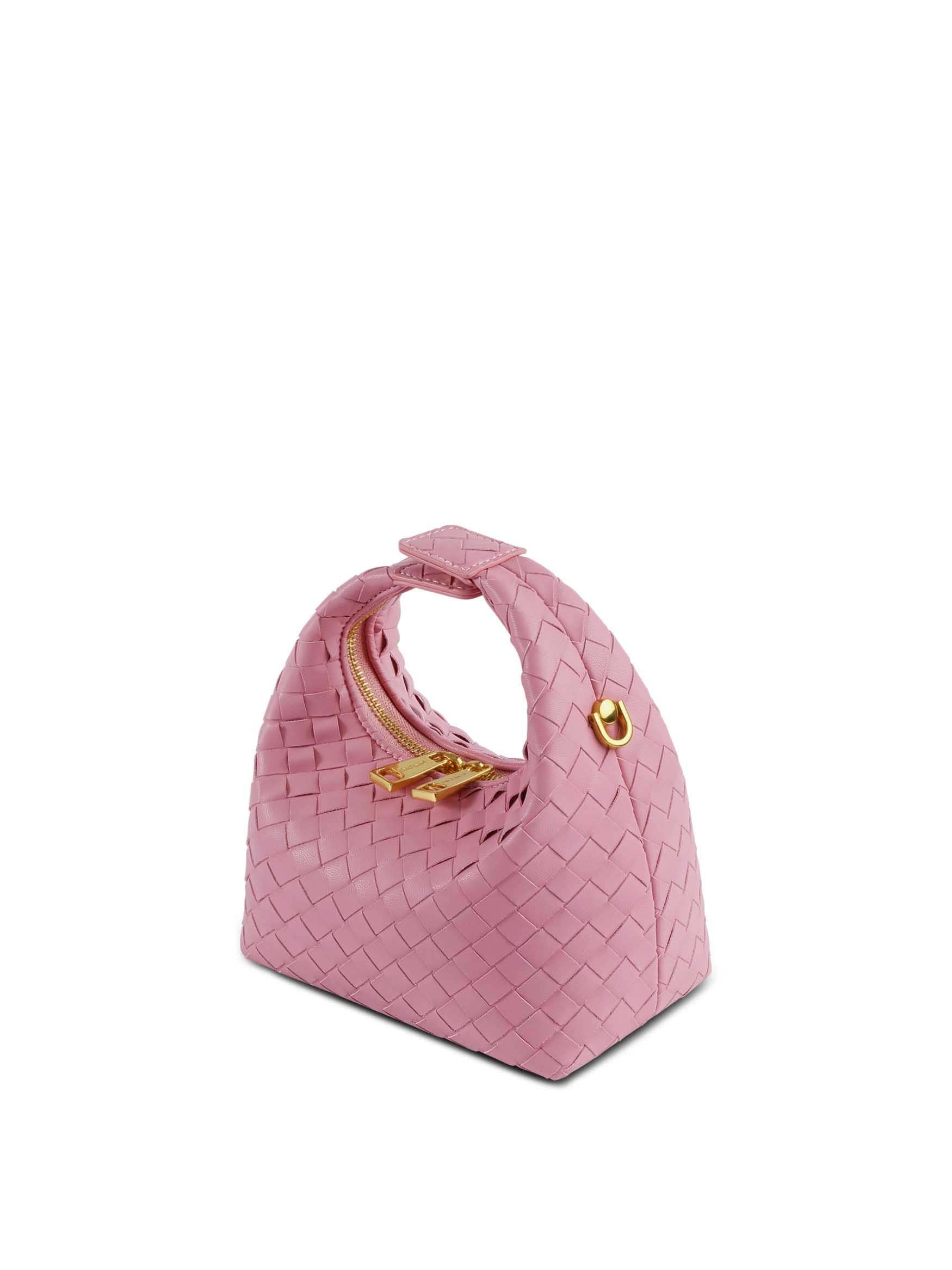 Vienna Top Handle Crossbody Bag  - Pink Braided