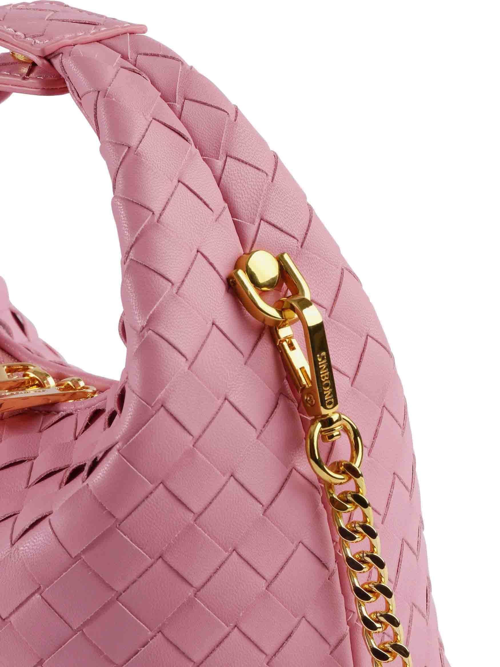 Vienna Top Handle Crossbody Bag  - Pink Braided