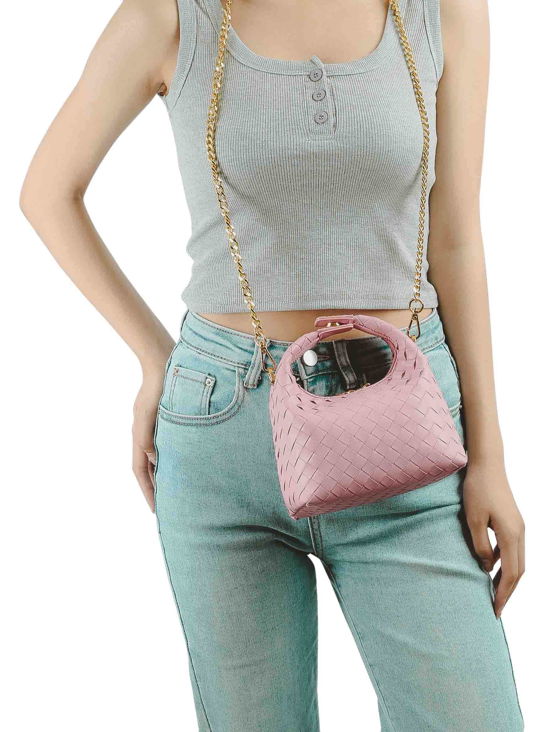 Vienna Top Handle Crossbody Bag  - Pink Braided