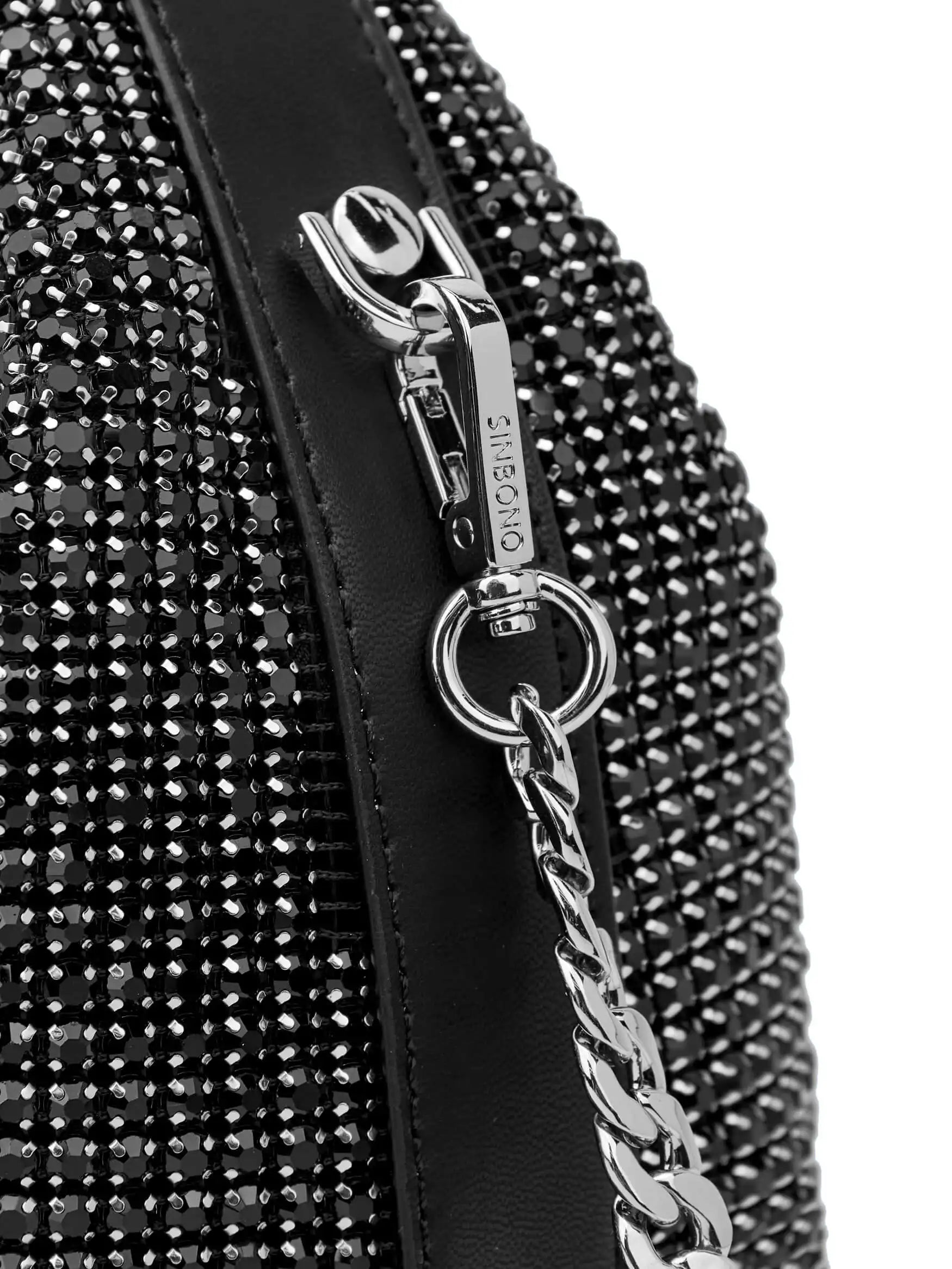 Vienna Top Handle Crossbody Bag  - Black Rhinestone