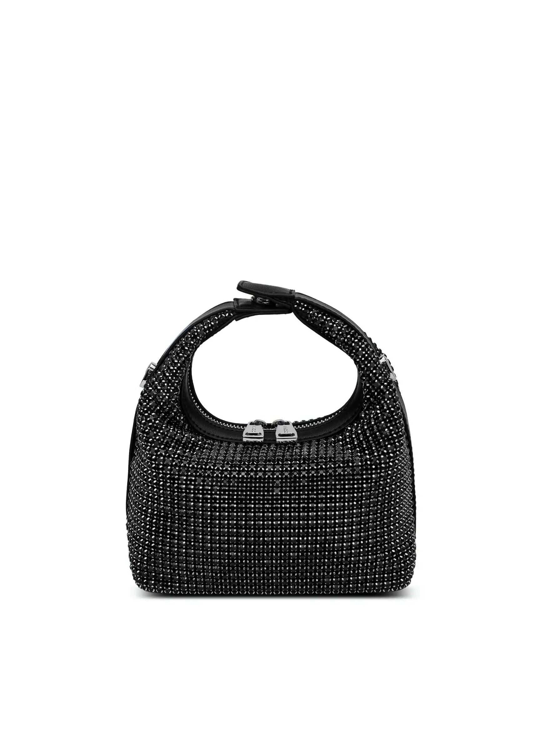 Vienna Top Handle Crossbody Bag  - Black Rhinestone