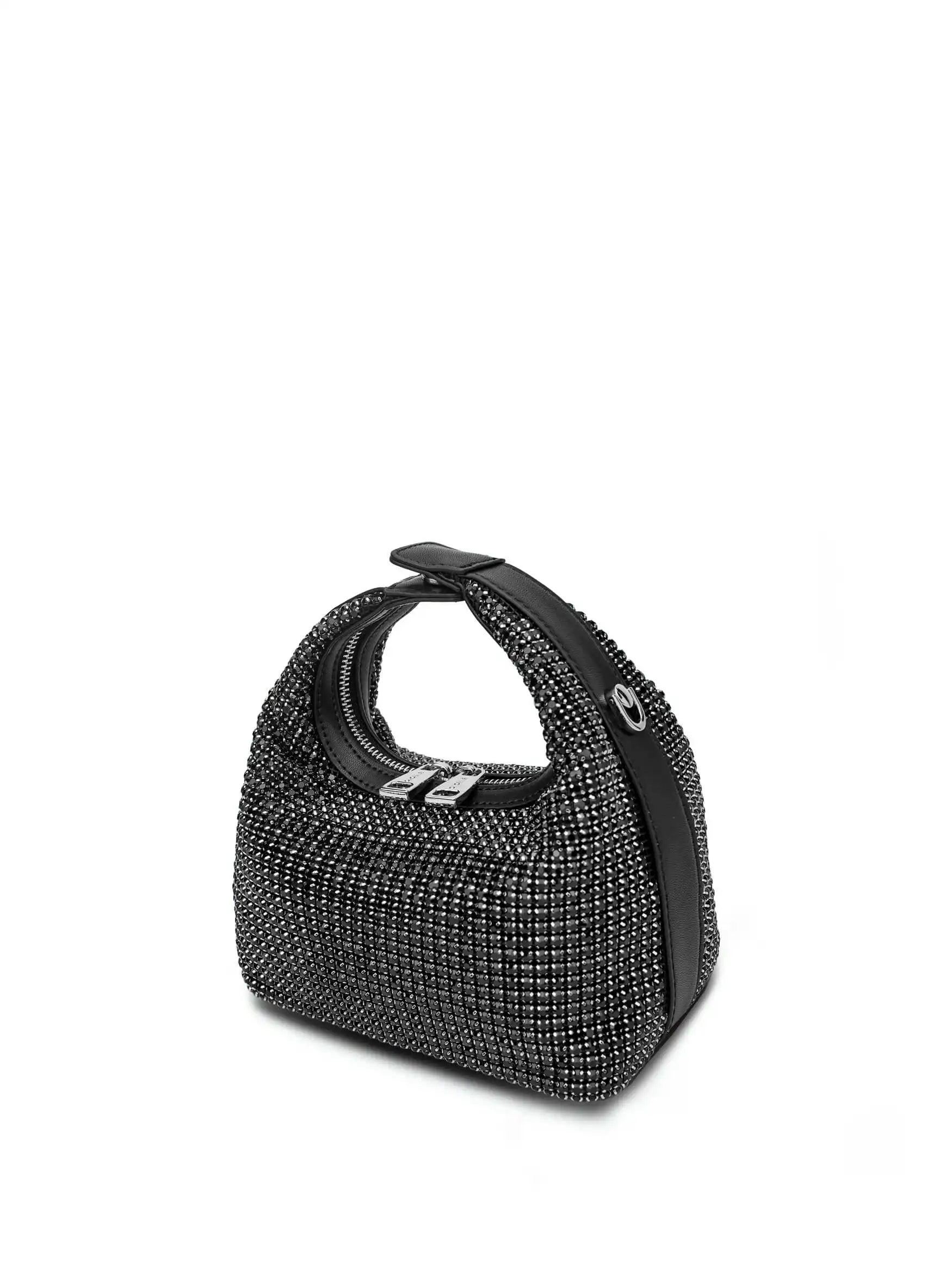 Vienna Top Handle Crossbody Bag  - Black Rhinestone