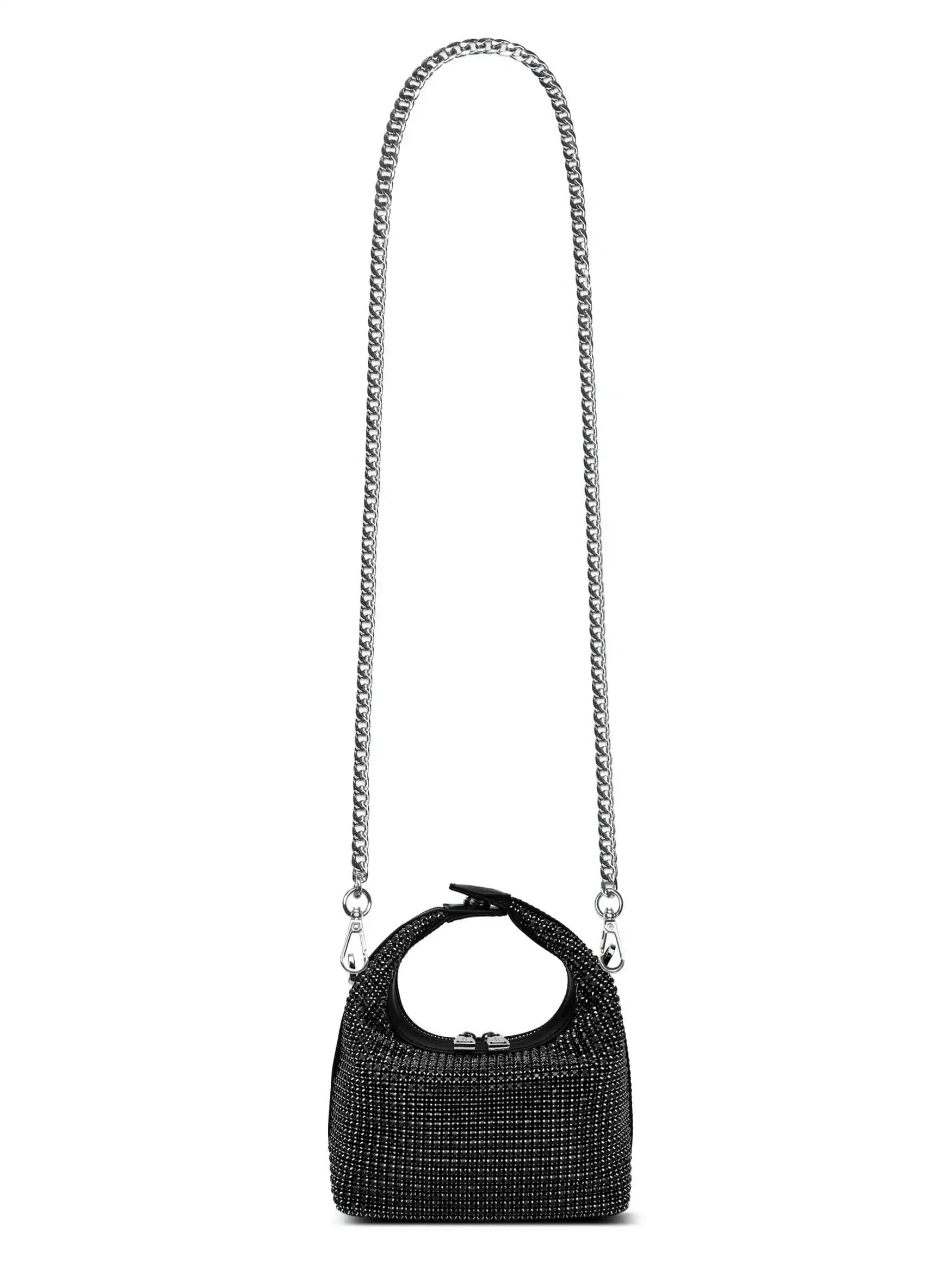 Vienna Top Handle Crossbody Bag  - Black Rhinestone