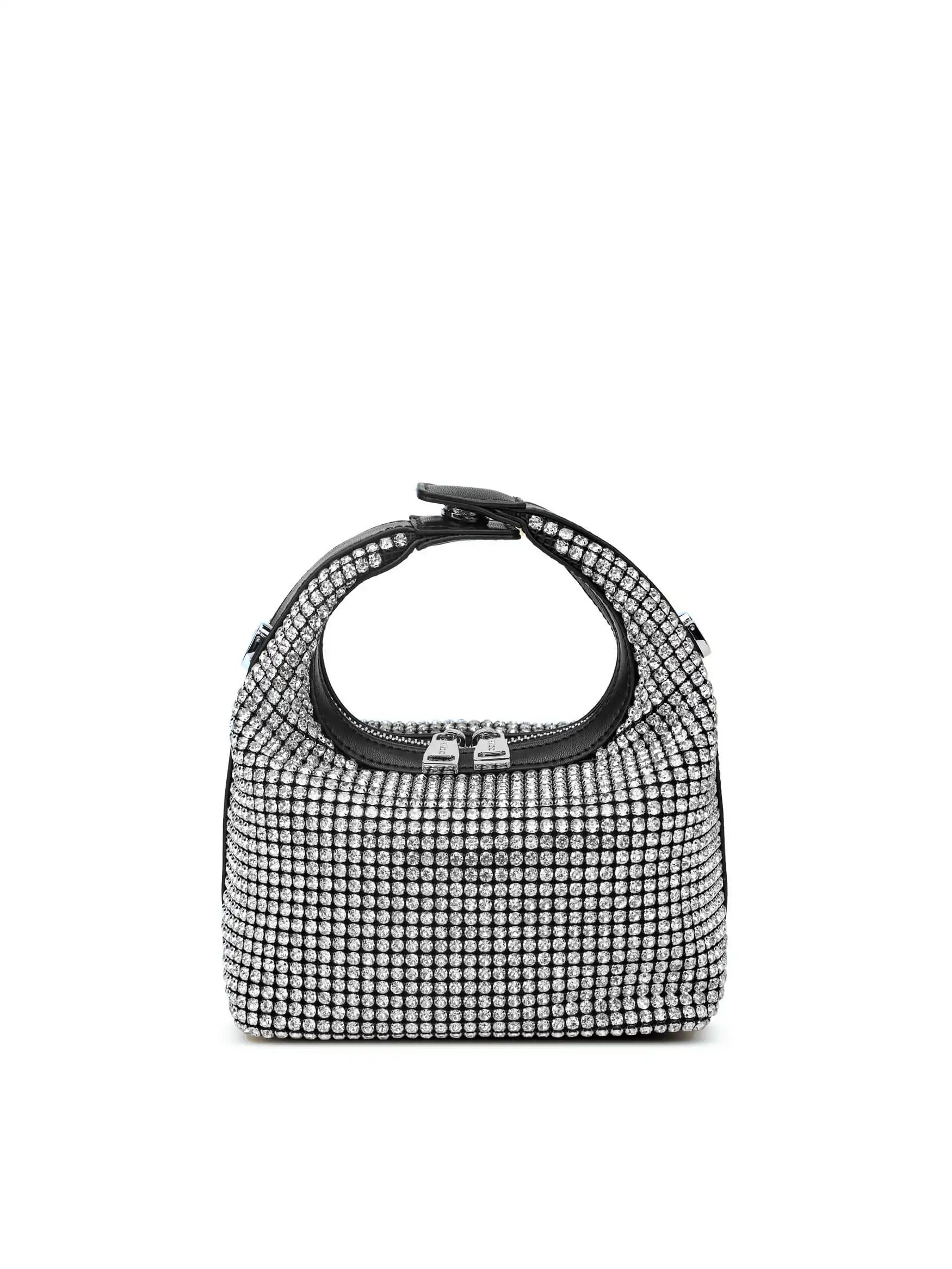 Vienna Top Handle Crossbody Bag  - Silver Rhinestone